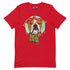 Bulldog in Christmas Scarf Unisex Tee | Red & White Colored Female
