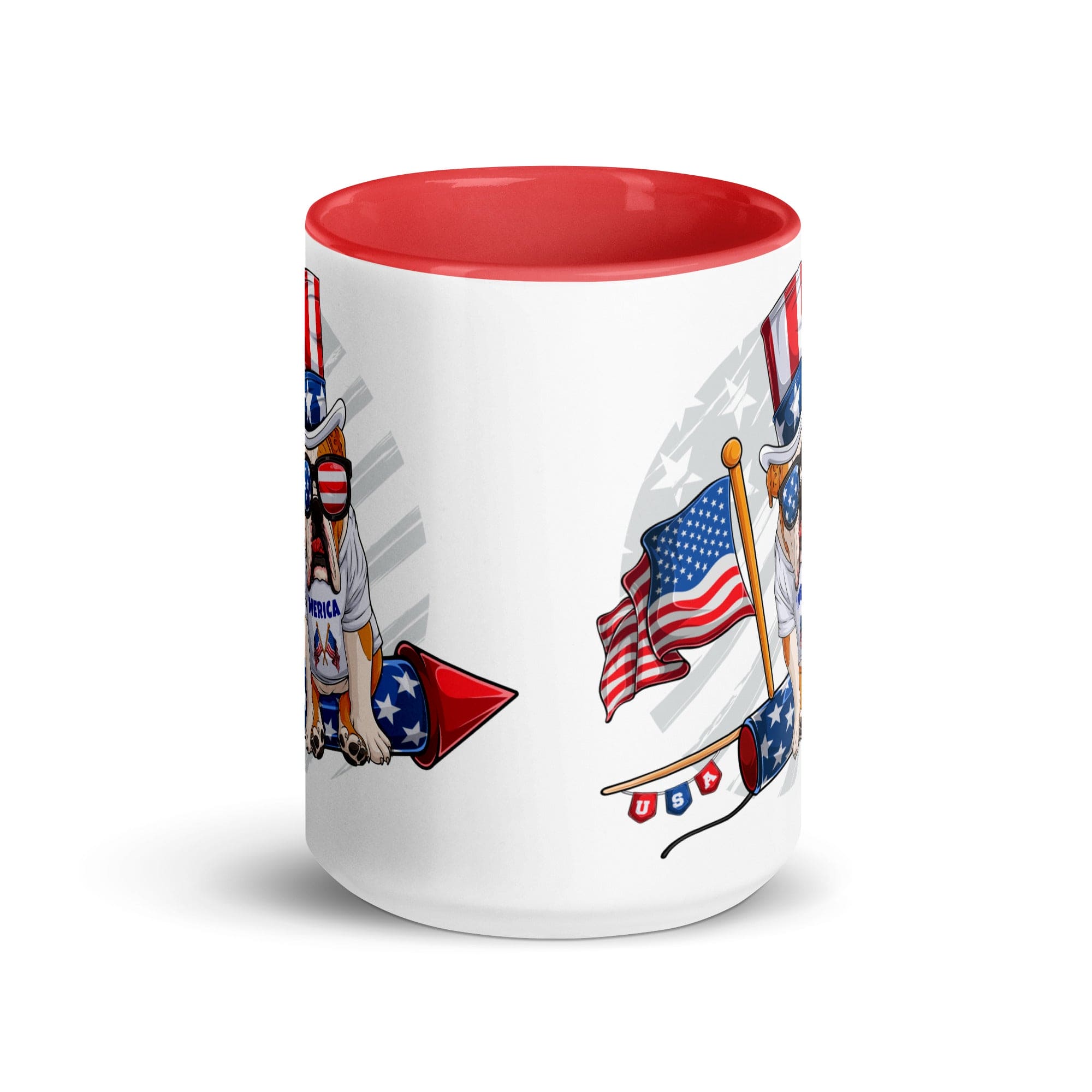 Bulldog Riding Firework Mug with Color Inside