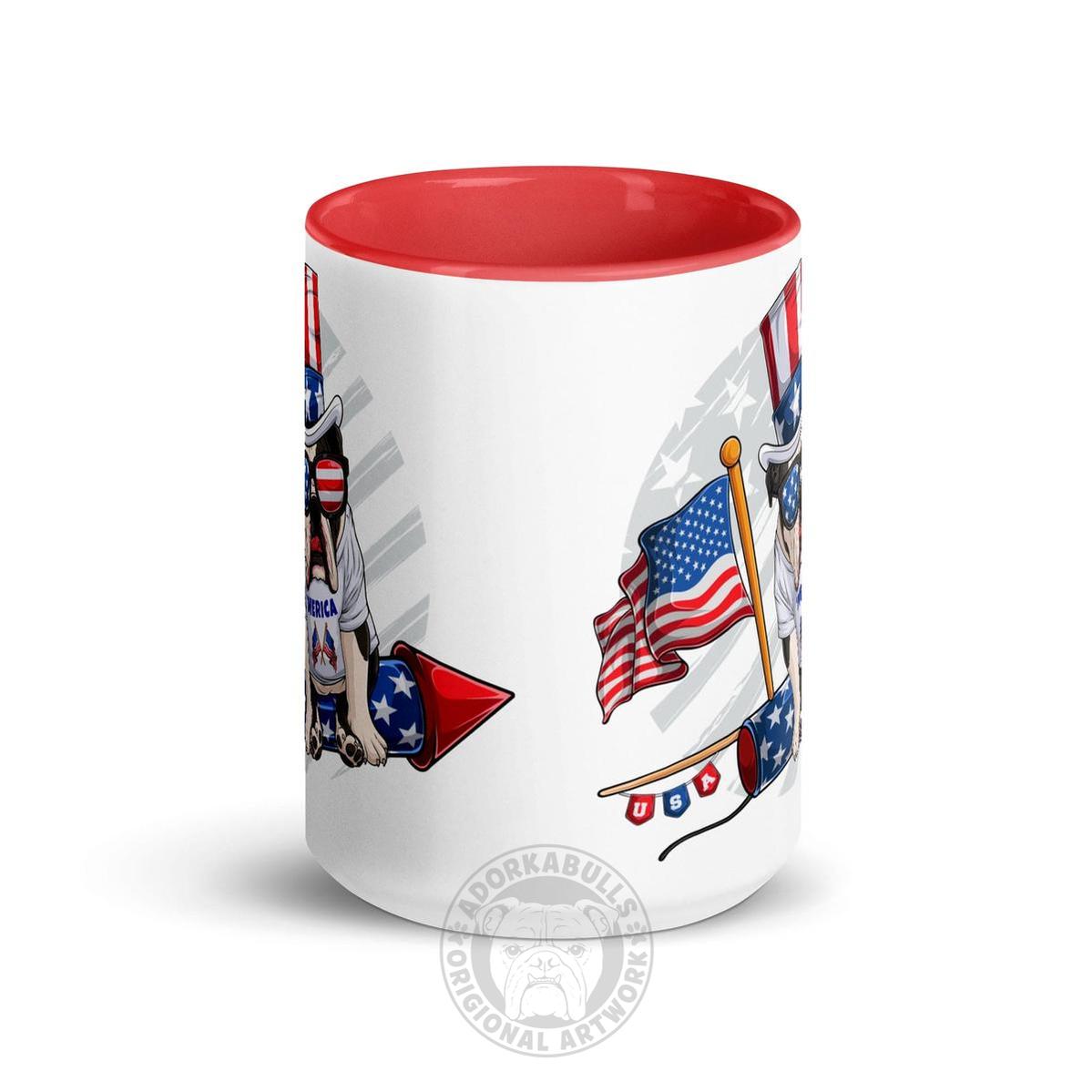 Bulldog Riding Firework Mug with Color Inside