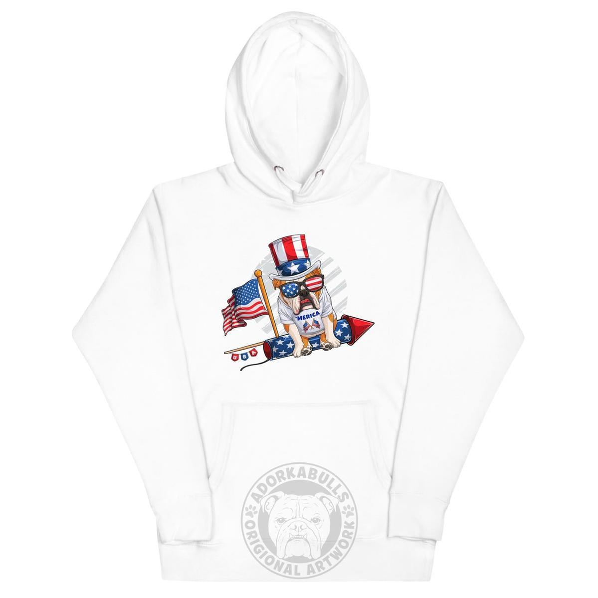 Bulldog Riding Firework Unisex Hoodie