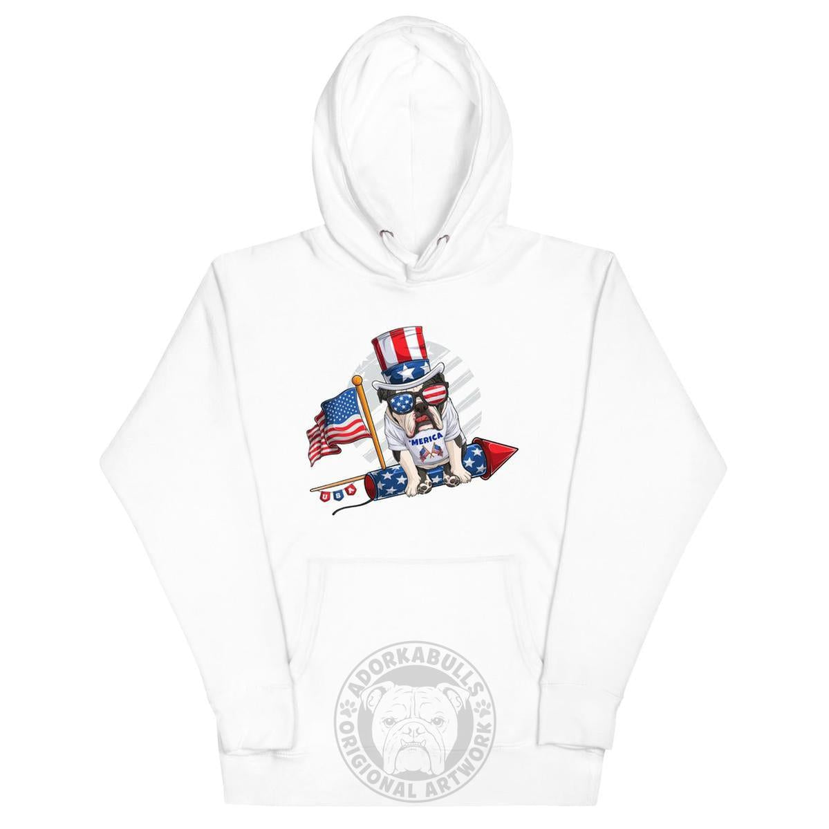 Bulldog Riding Firework Unisex Hoodie