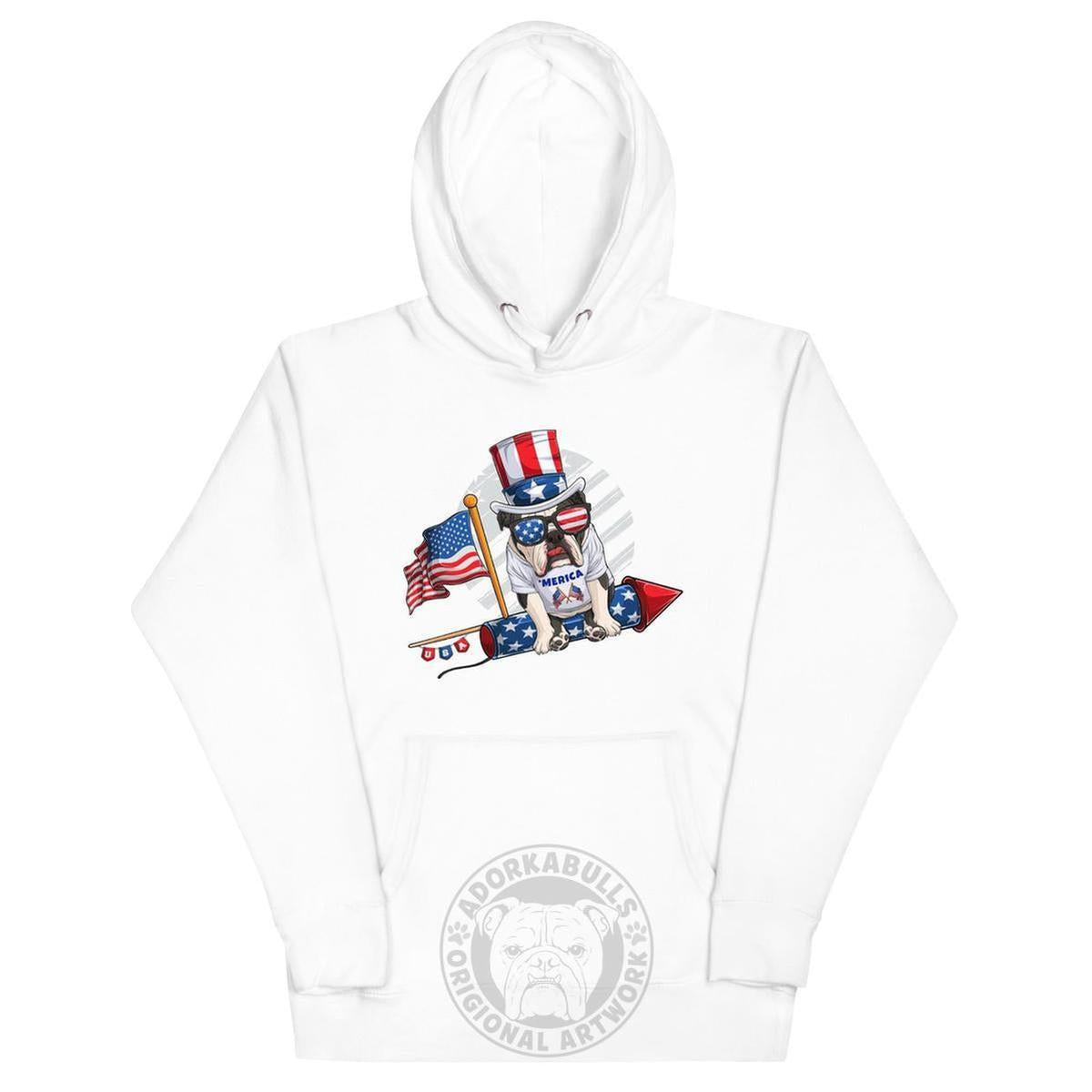 Bulldog Riding Firework Unisex Hoodie