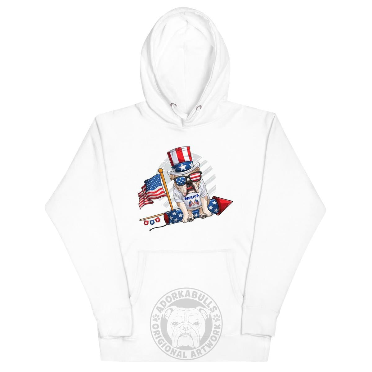 Bulldog Riding Firework Unisex Hoodie