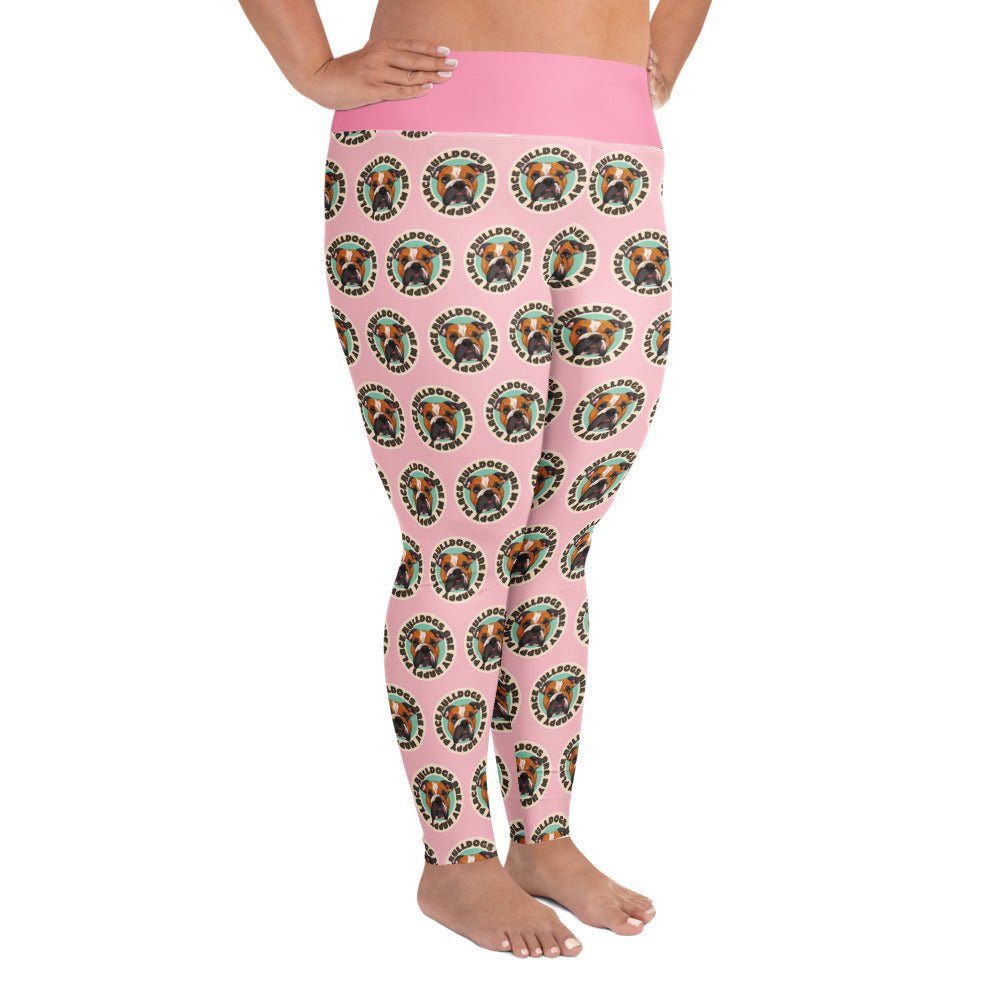 "Bulldogs Are My Happy Place" English Bulldog Plus Size Leggings