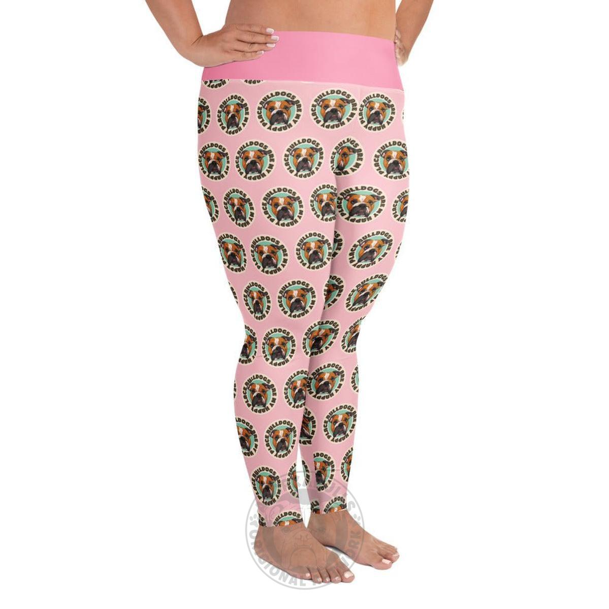 "Bulldogs Are My Happy Place" English Bulldog Plus Size Leggings