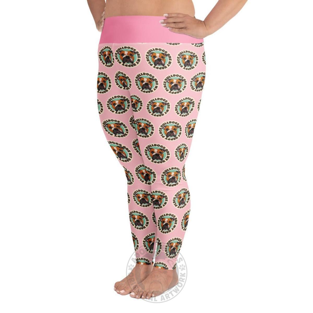 "Bulldogs Are My Happy Place" English Bulldog Plus Size Leggings