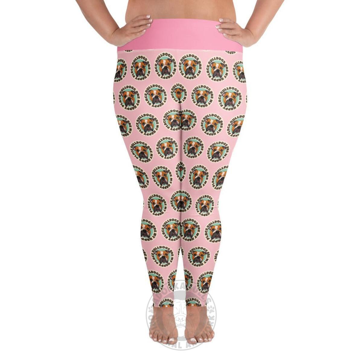 "Bulldogs Are My Happy Place" English Bulldog Plus Size Leggings