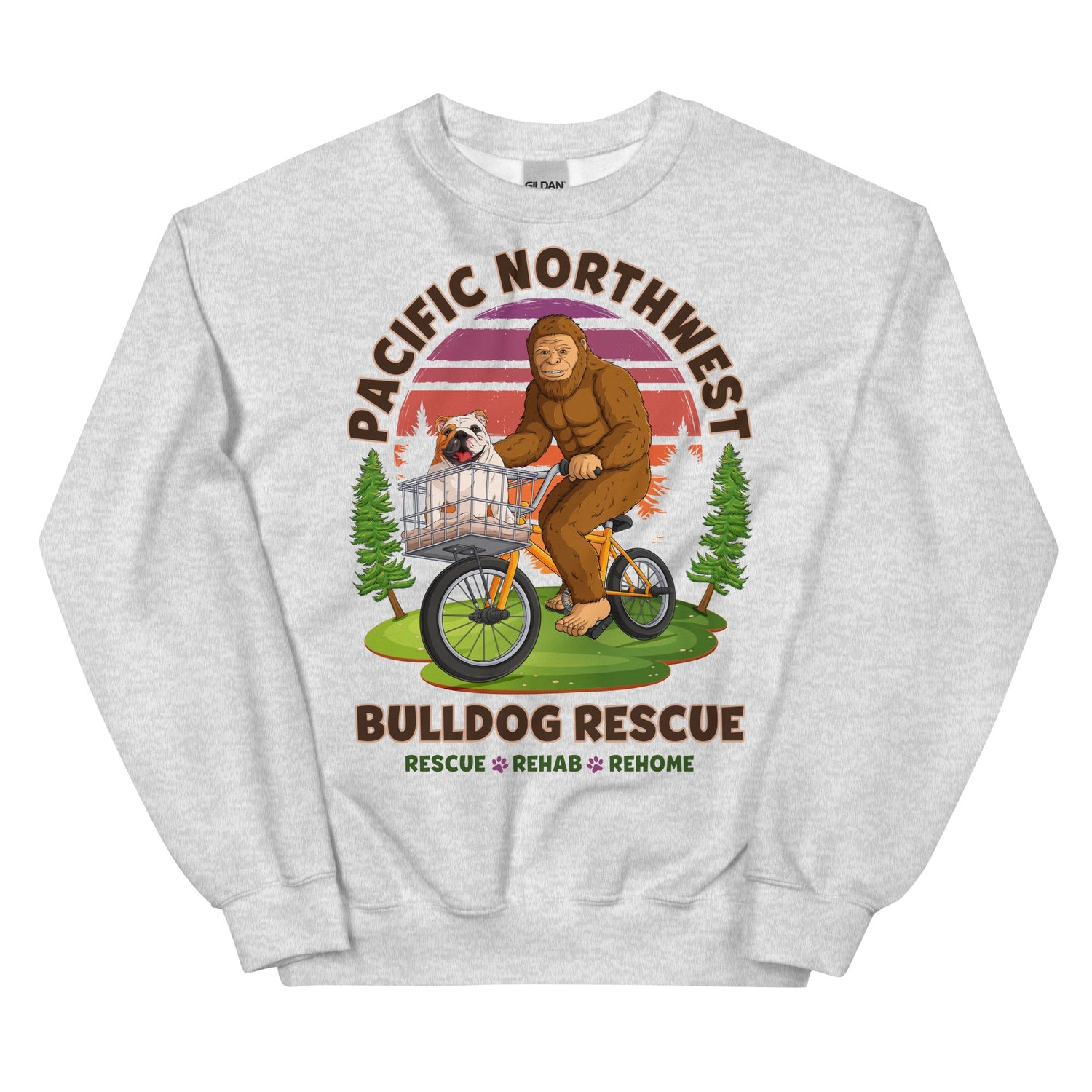 "Bulldogs & Bigfoot" Pacific Northwest Bulldog Rescue Unisex Sweatshirt