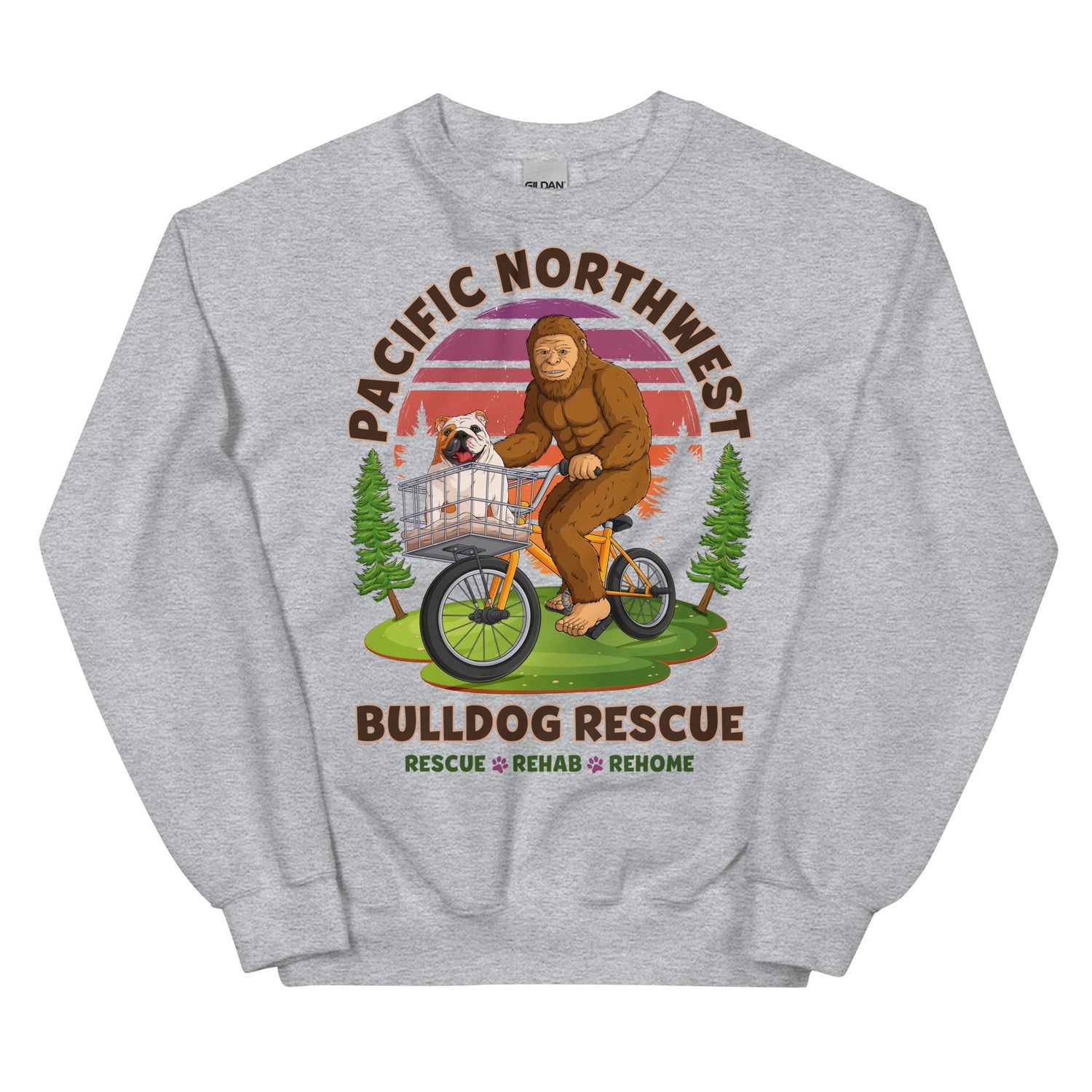 "Bulldogs & Bigfoot" Pacific Northwest Bulldog Rescue Unisex Sweatshirt