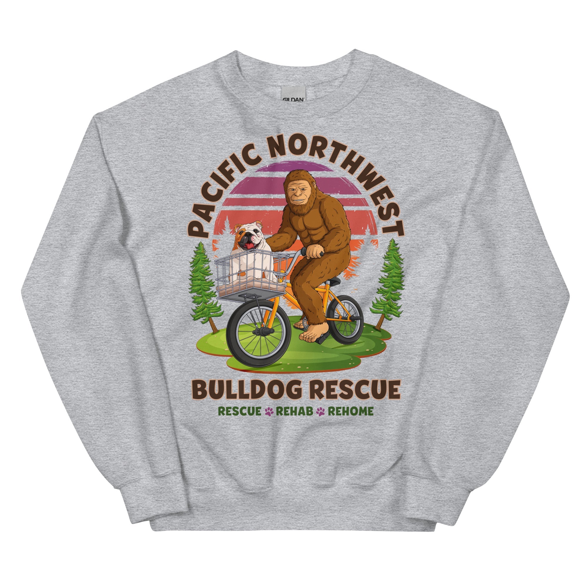"Bulldogs & Bigfoot" Pacific Northwest Bulldog Rescue Unisex Sweatshirt
