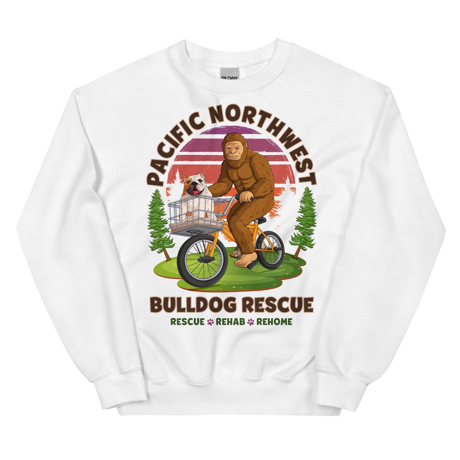 "Bulldogs & Bigfoot" Pacific Northwest Bulldog Rescue Unisex Sweatshirt