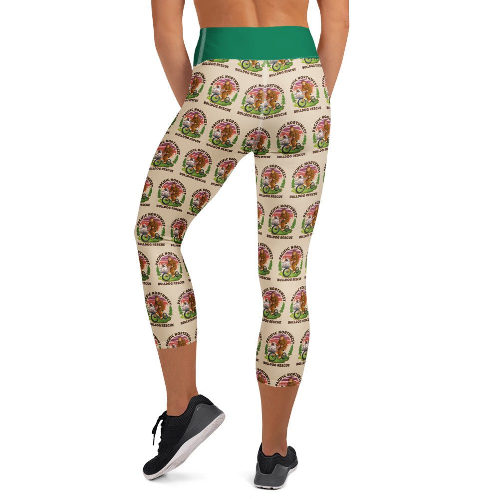 "Bulldogs & Bigfoot" Pacific Northwest Bulldog Rescue Yoga Capri Leggings