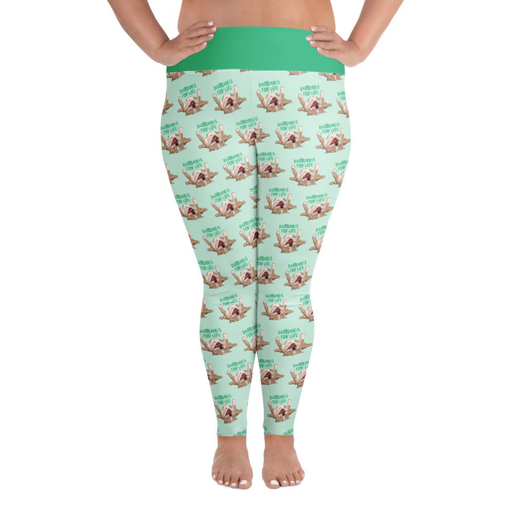 "Bulldogs For Life" Plus Size Leggings | Fawn & White Colored