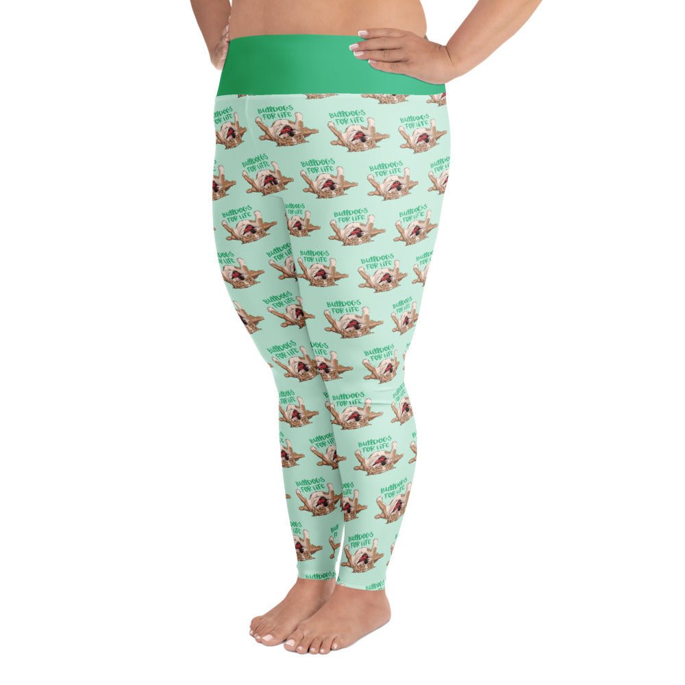 "Bulldogs For Life" Plus Size Leggings | Fawn & White Colored