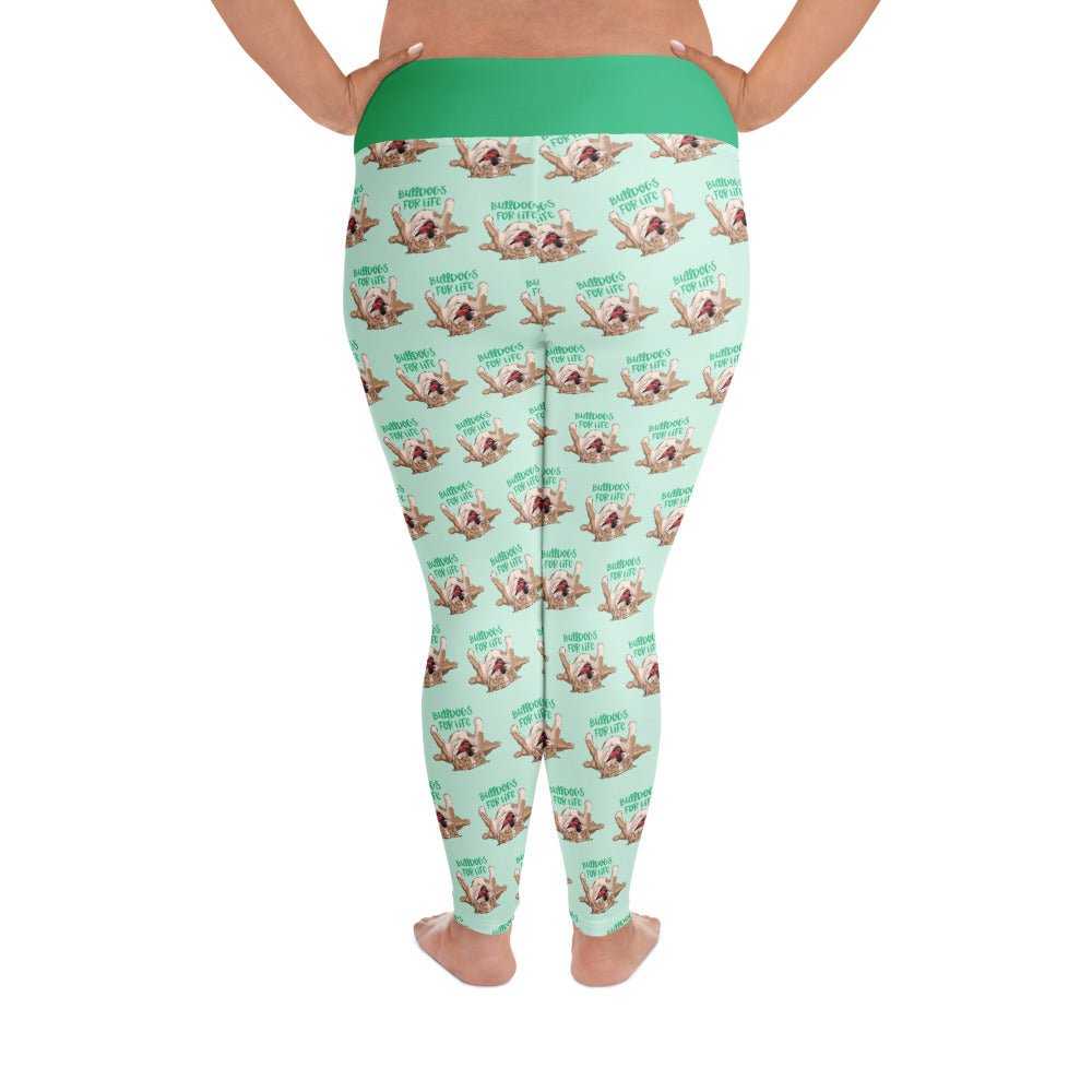 "Bulldogs For Life" Plus Size Leggings | Fawn & White Colored