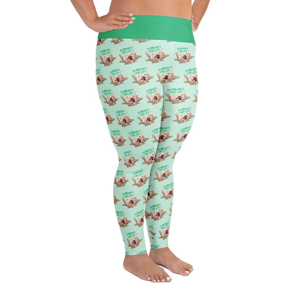 "Bulldogs For Life" Plus Size Leggings | Fawn & White Colored