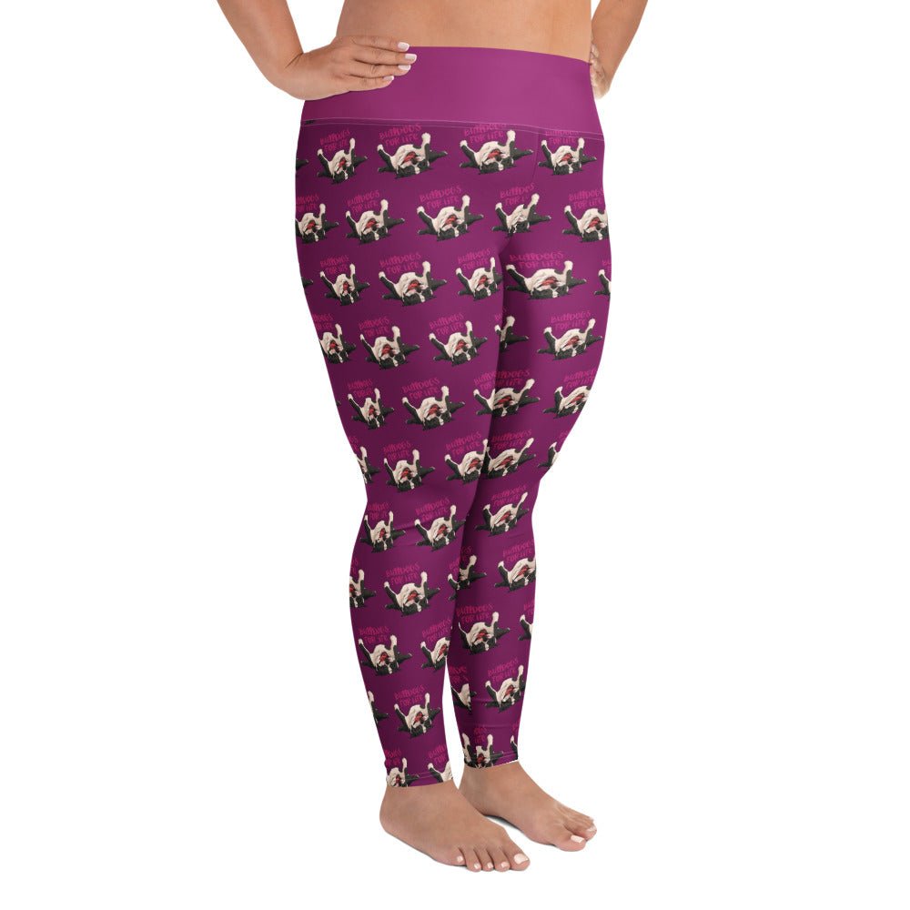 "Bulldogs For Life" Purple Plus Size Leggings | Black & White Colored