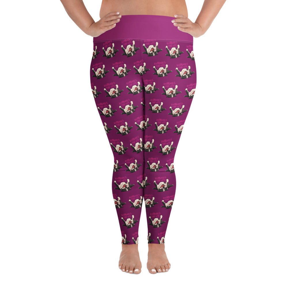 "Bulldogs For Life" Purple Plus Size Leggings | Black & White Colored