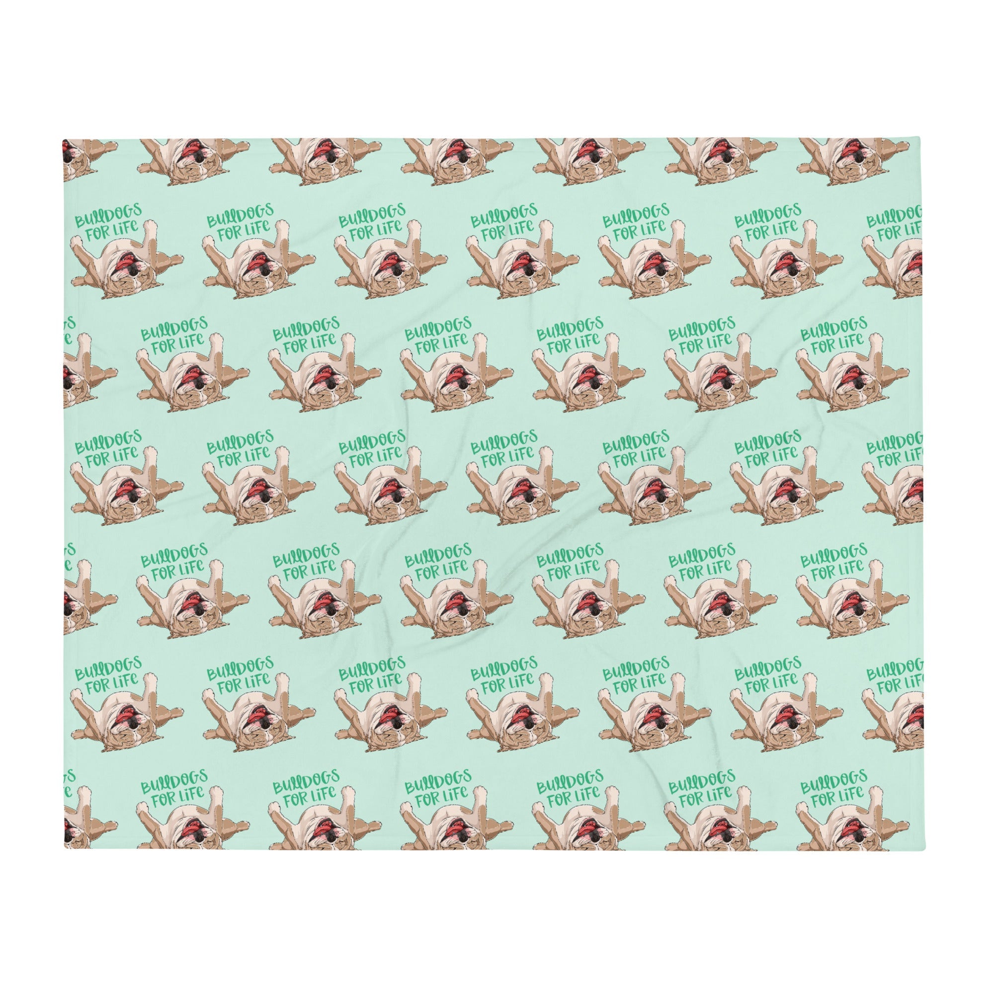 "Bulldogs For Life" Throw Blanket | Fawn & White Colored