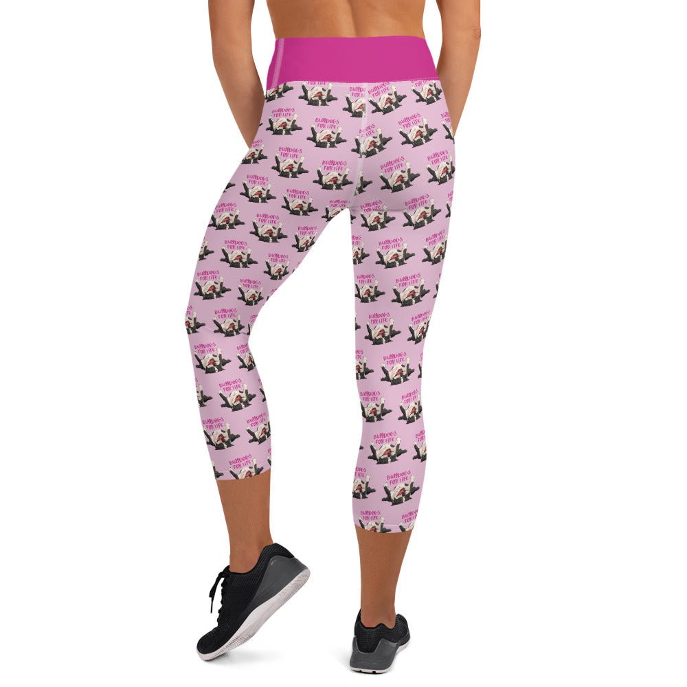 "Bulldogs For Life" Yoga Capri Leggings | Black & White Colored