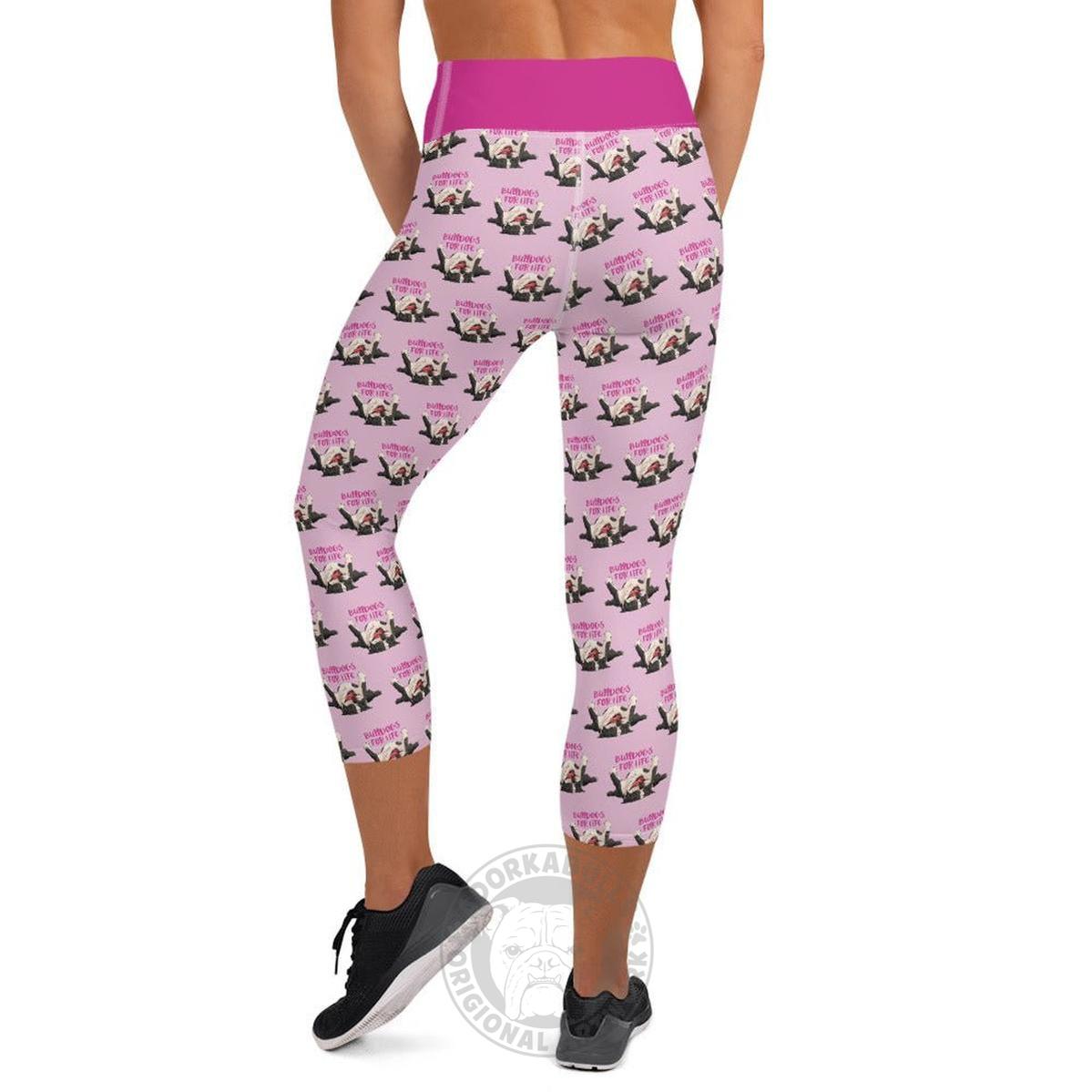 "Bulldogs For Life" Yoga Capri Leggings | Black & White Colored