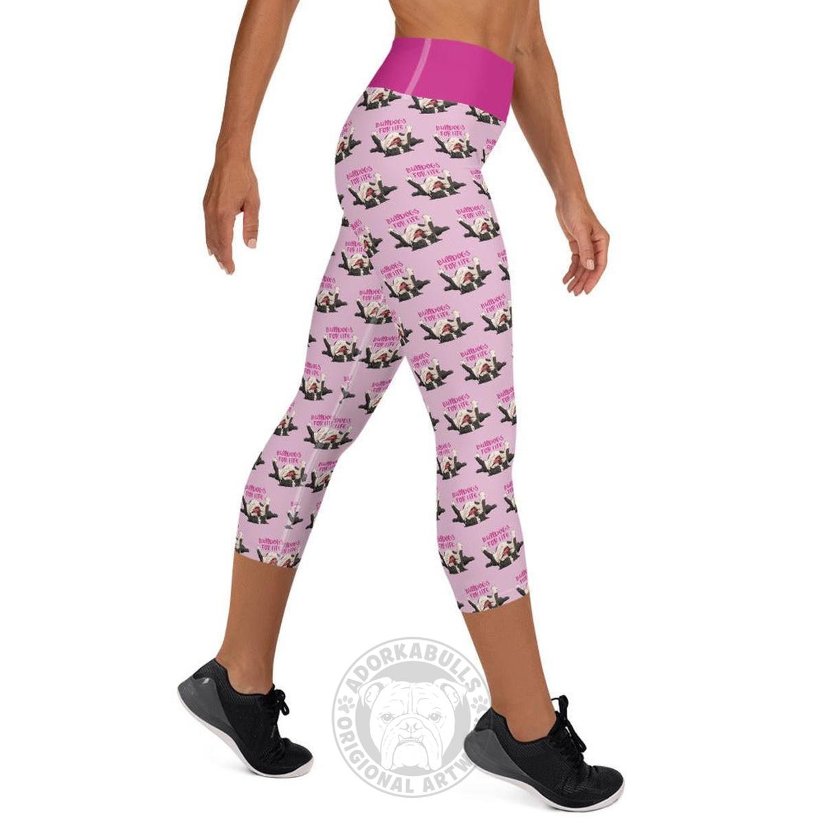 "Bulldogs For Life" Yoga Capri Leggings | Black & White Colored