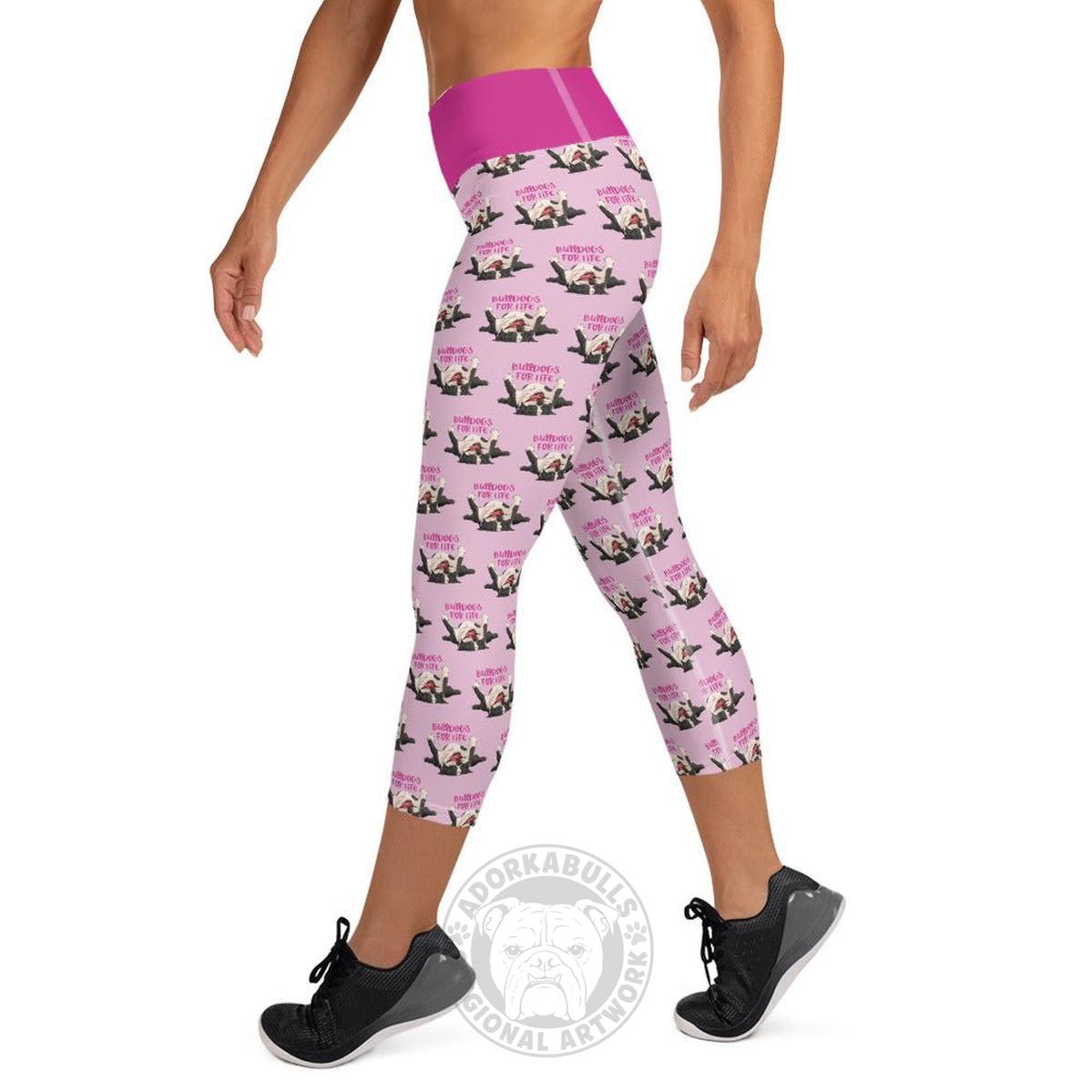 "Bulldogs For Life" Yoga Capri Leggings | Black & White Colored