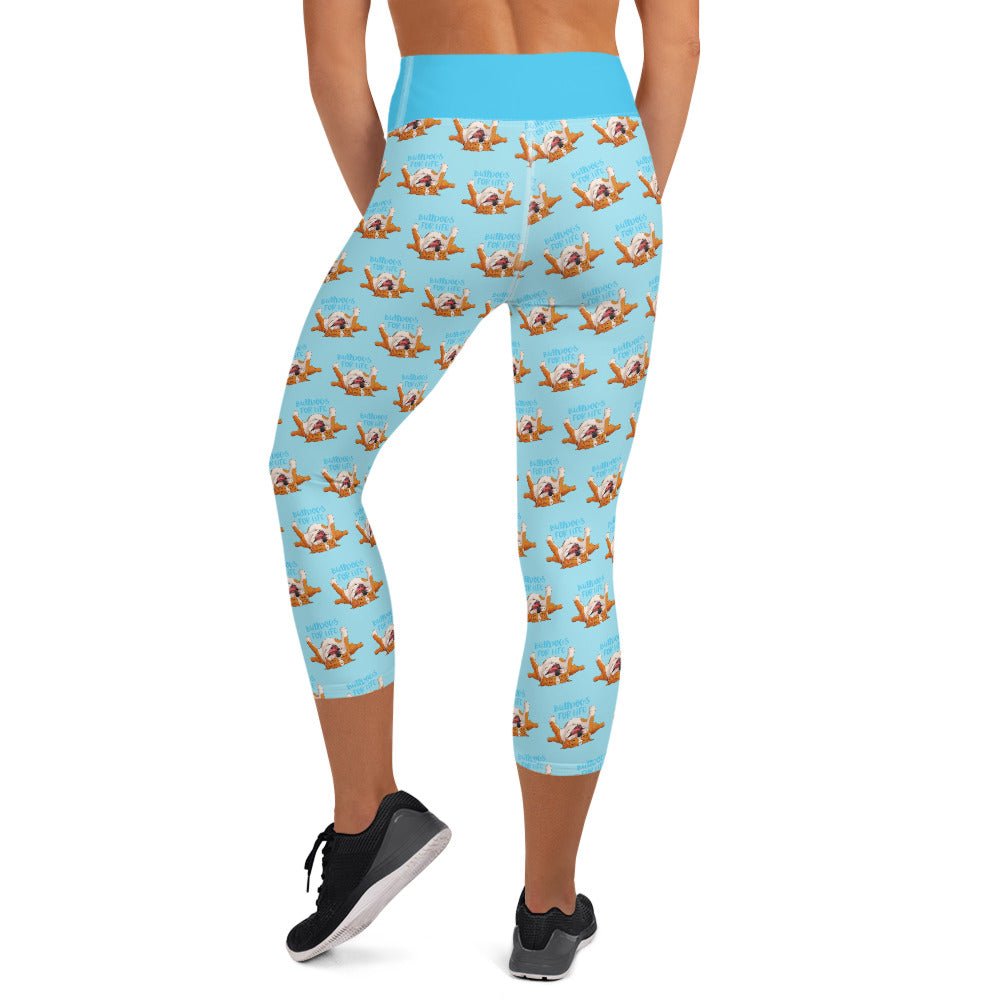 "Bulldogs For Life" Yoga Capri Leggings | Red & White Colored