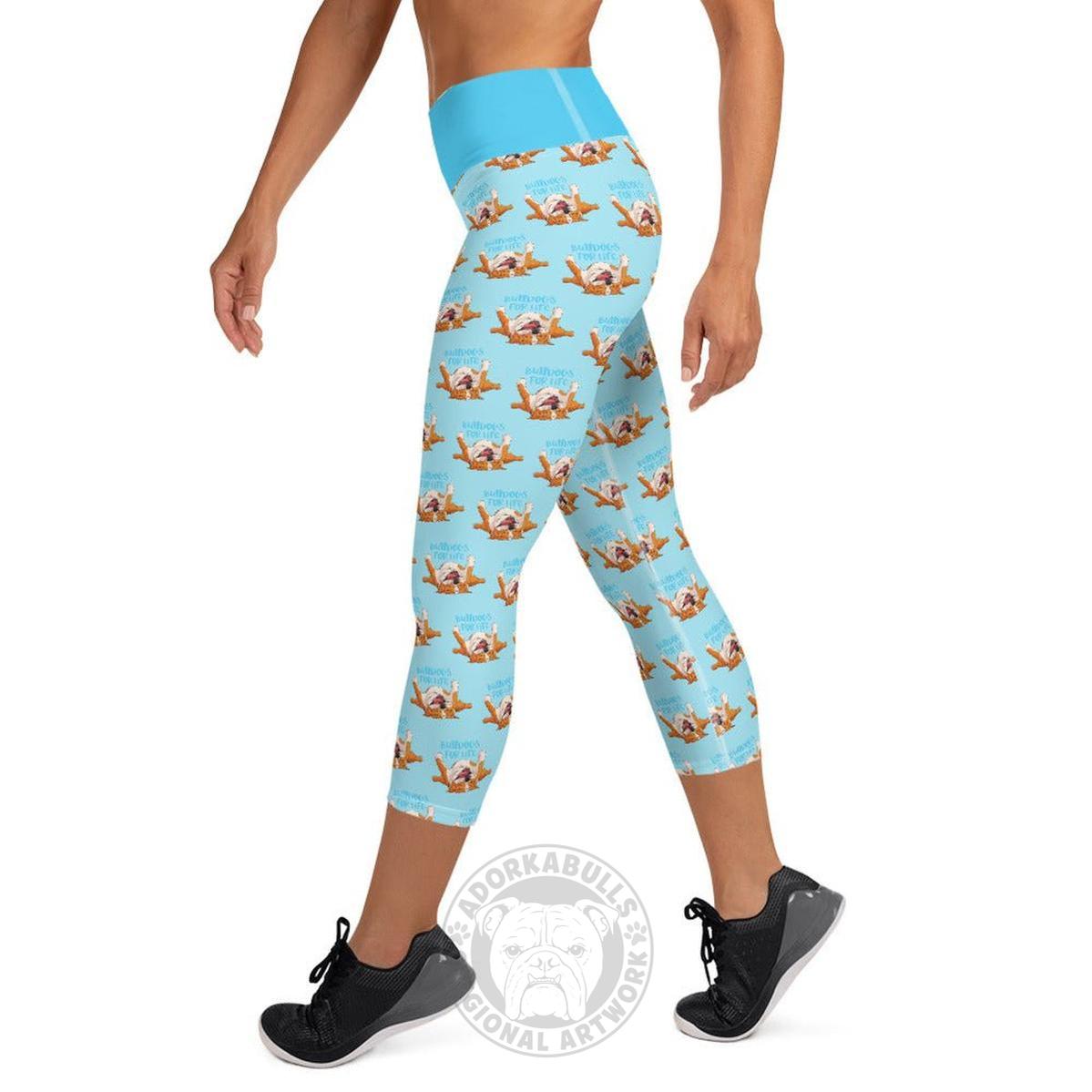 "Bulldogs For Life" Yoga Capri Leggings | Red & White Colored