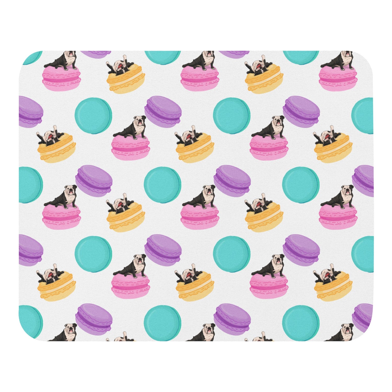 Bulldogs & Macaroons Mouse pad | B&W Colored