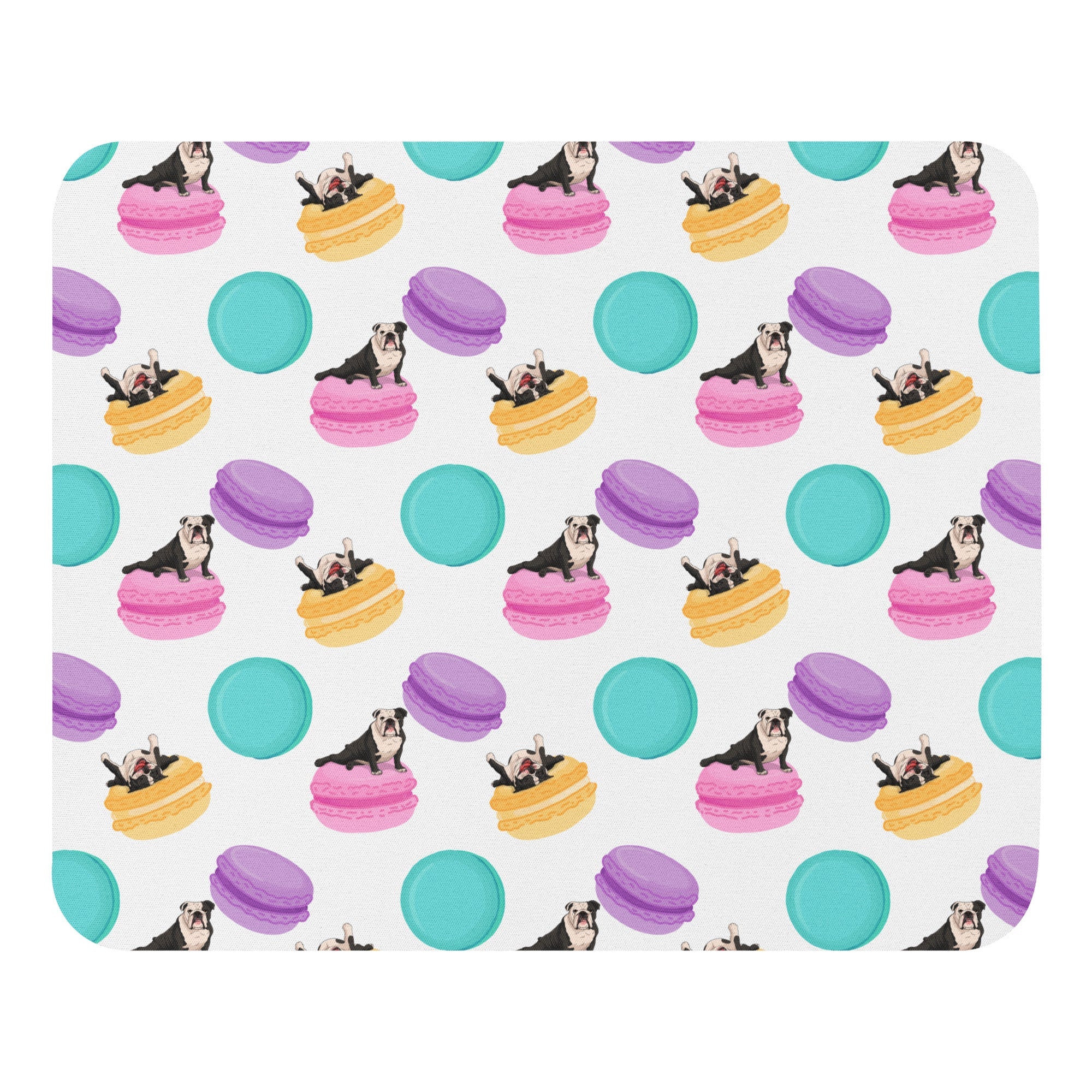 Bulldogs & Macaroons Mouse pad | B&W Colored