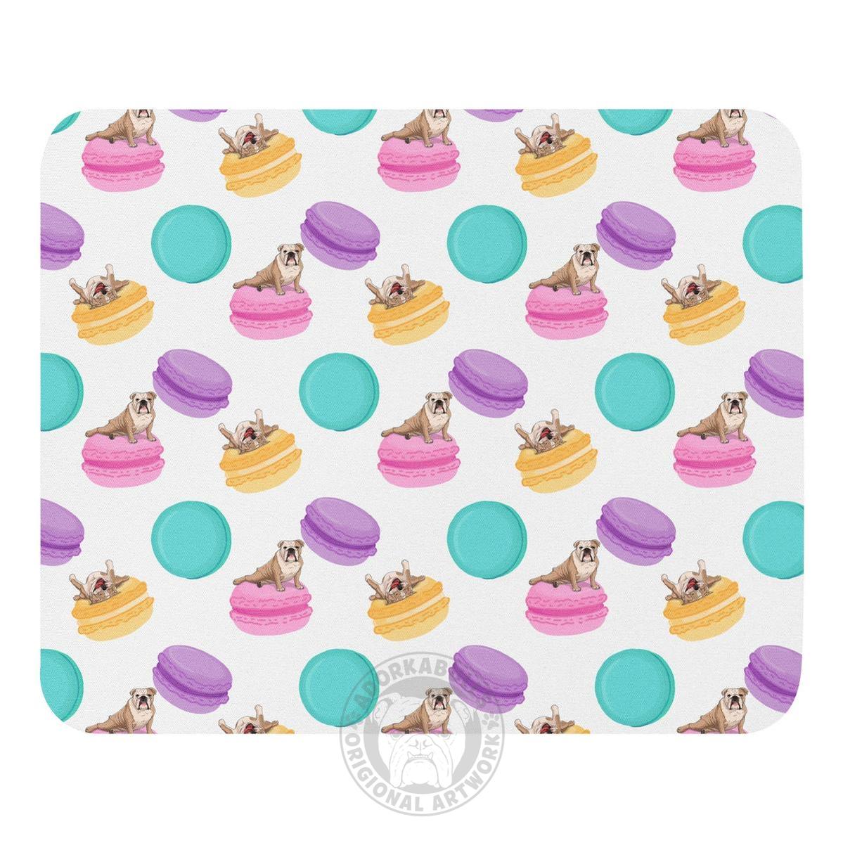 Bulldogs & Macaroons Mouse pad | Fawn & White Colored