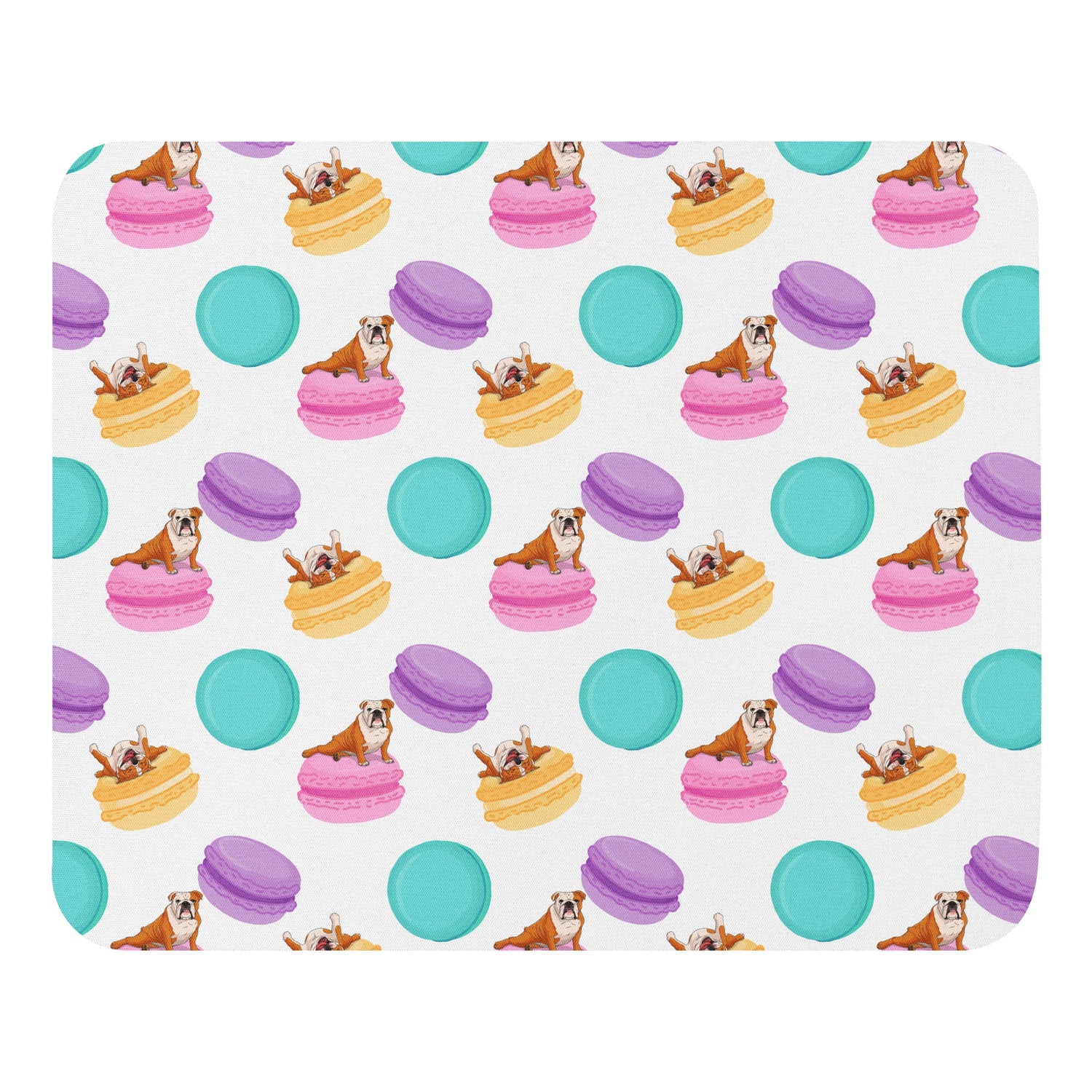 Bulldogs & Macaroons Mouse pad | Red & White Colored