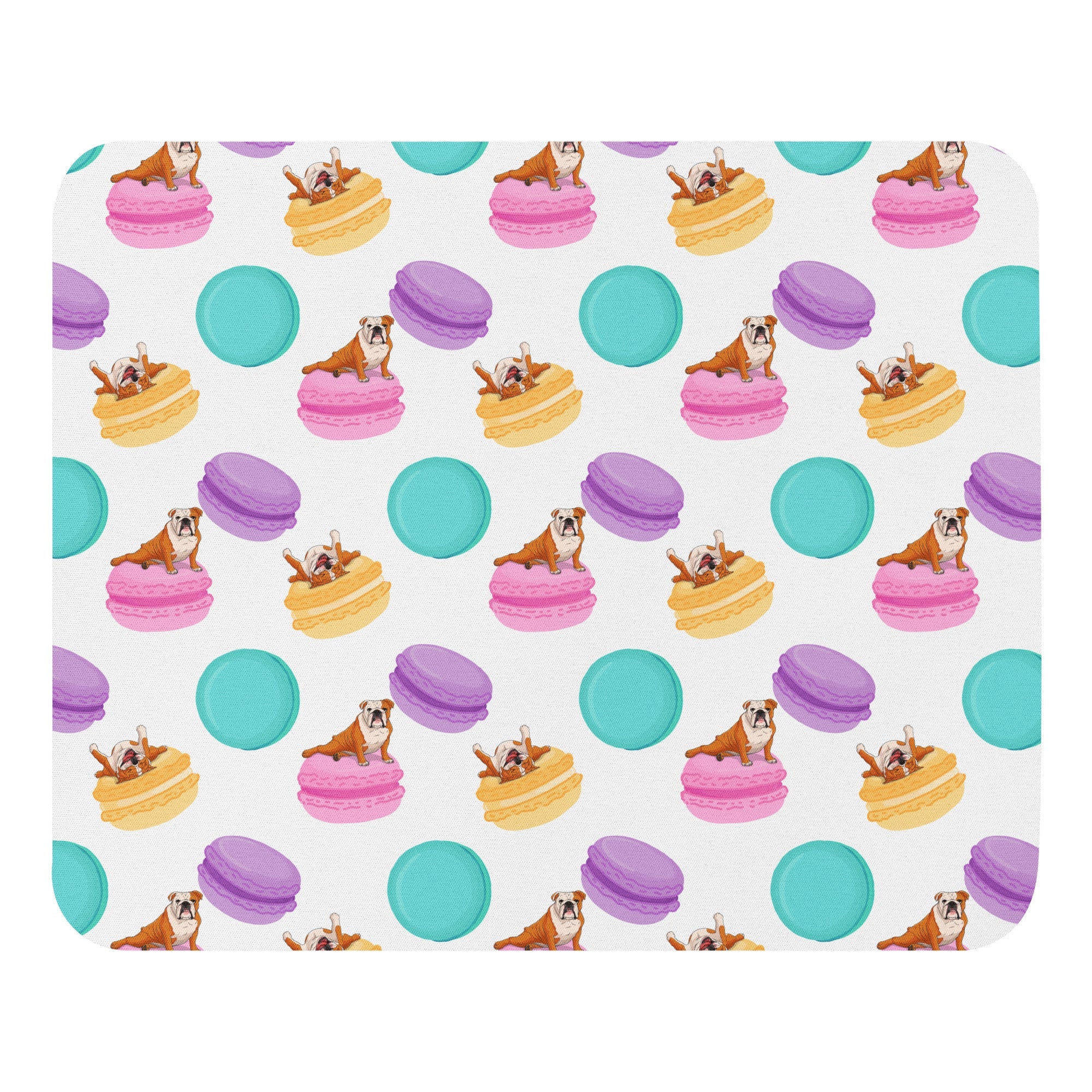 Bulldogs & Macaroons Mouse pad | Red & White Colored