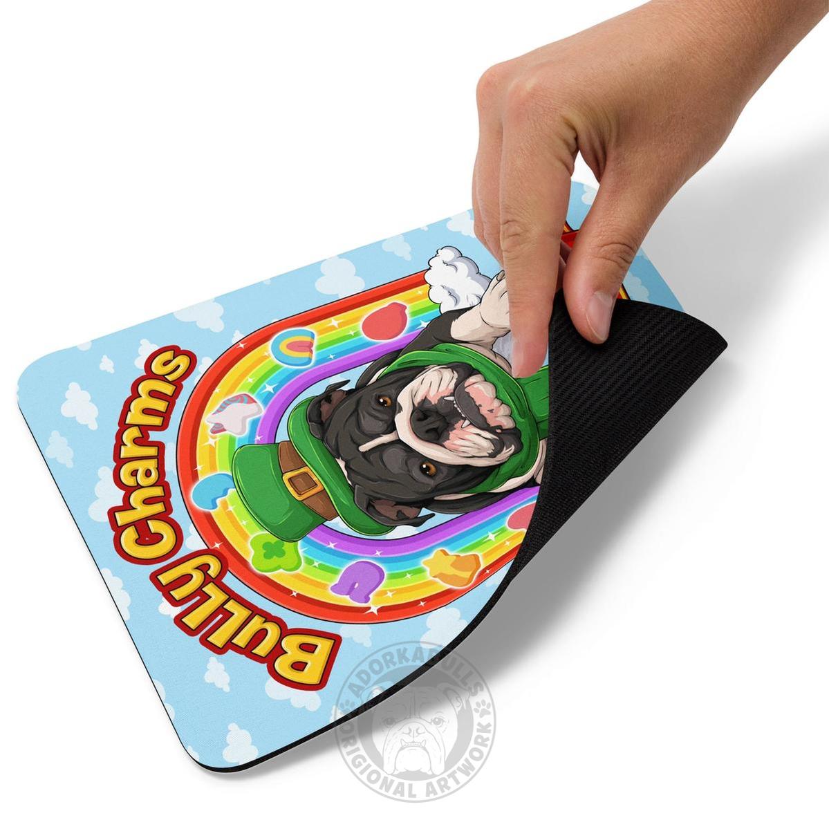 "Bully Charms" Bulldog Mouse Pad | B&W Colored
