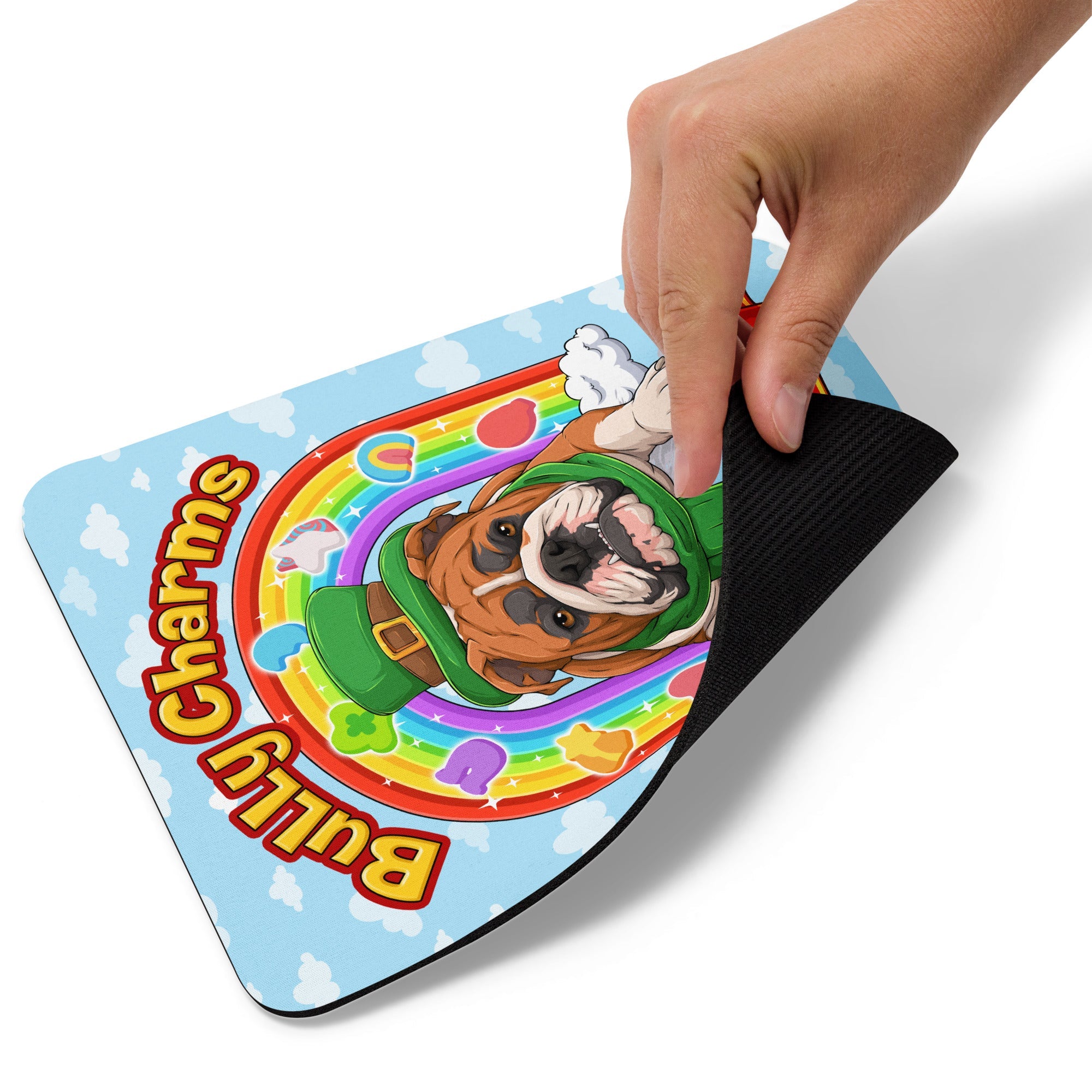 "Bully Charms" Bulldog Mouse Pad | Red & White Colored