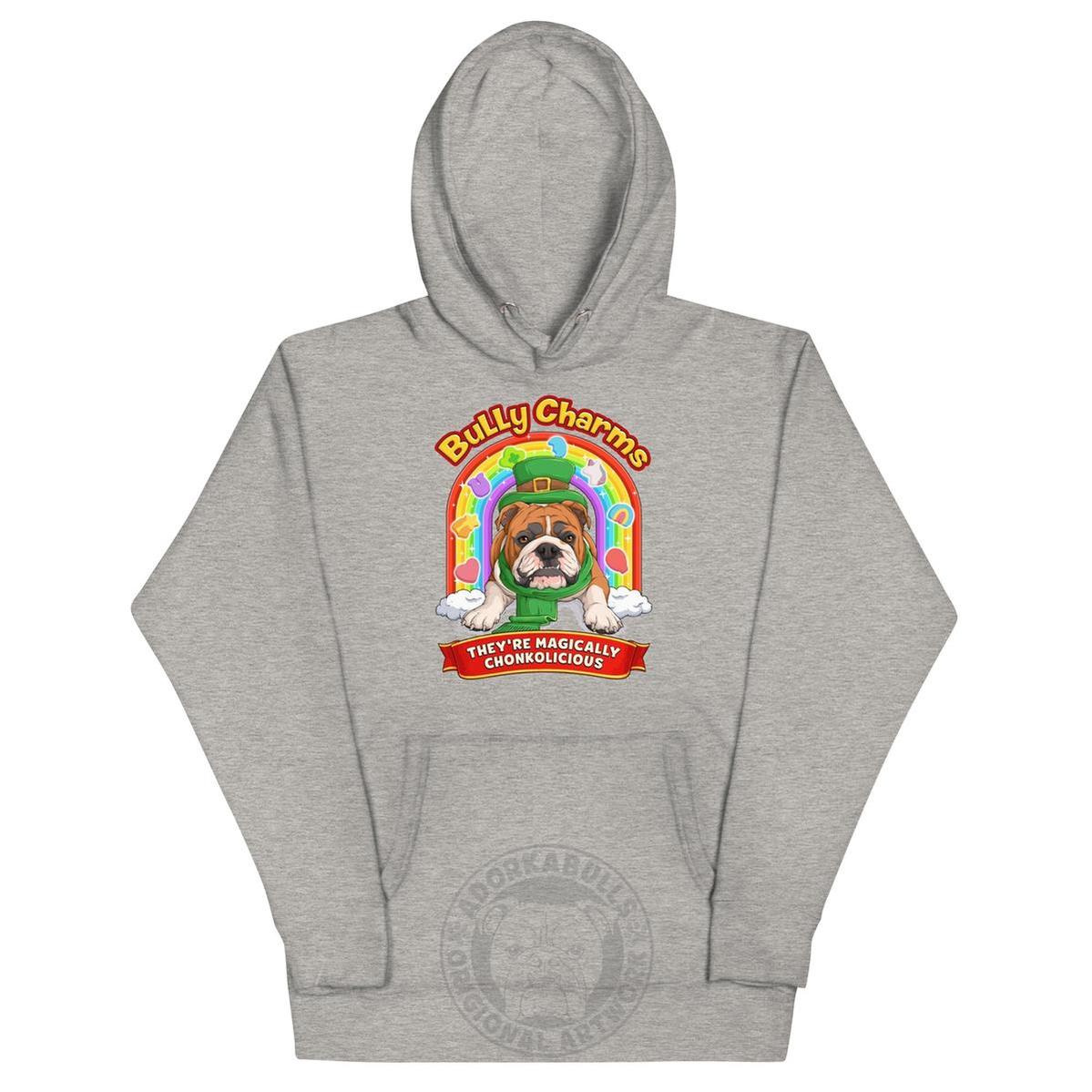 "Bully Charms" English Bulldog Hoodie | Red & White Colored