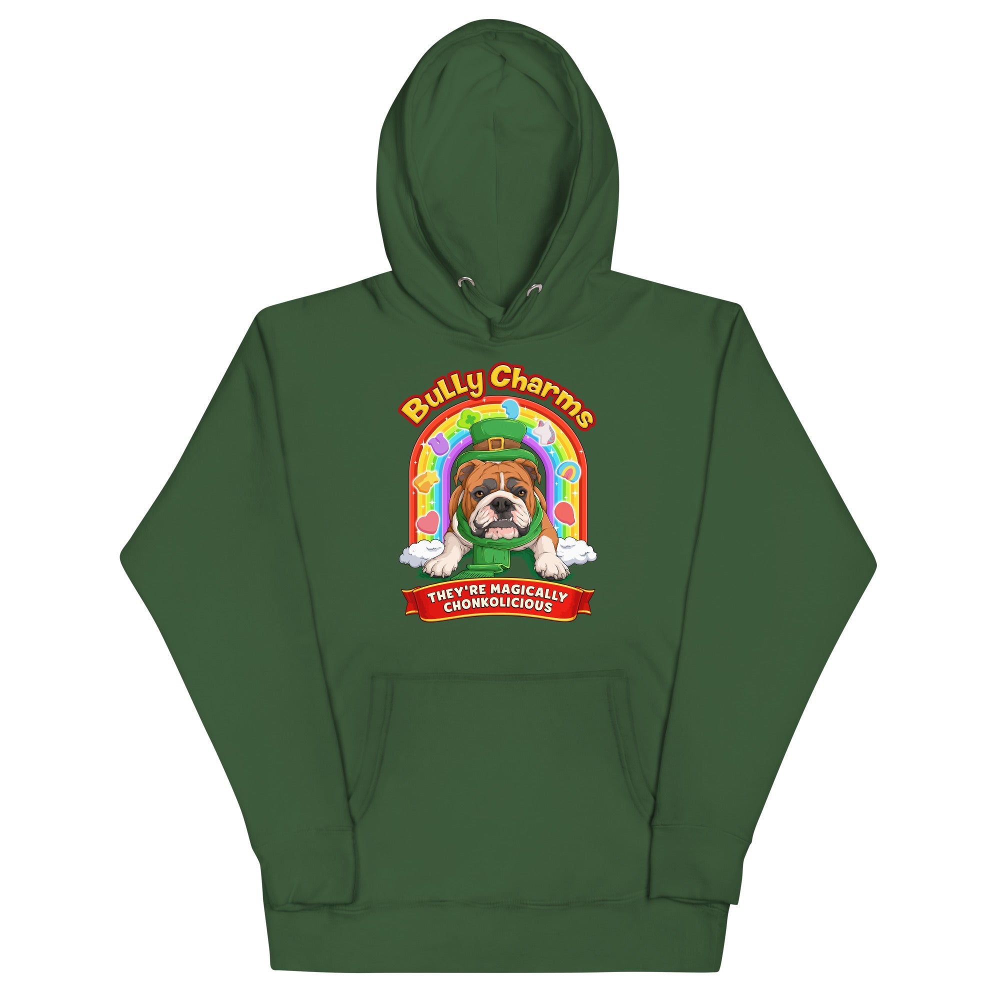 "Bully Charms" English Bulldog Hoodie | Red & White Colored