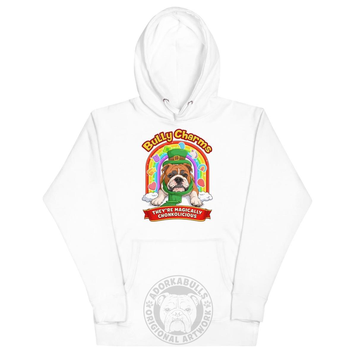 "Bully Charms" English Bulldog Hoodie | Red & White Colored