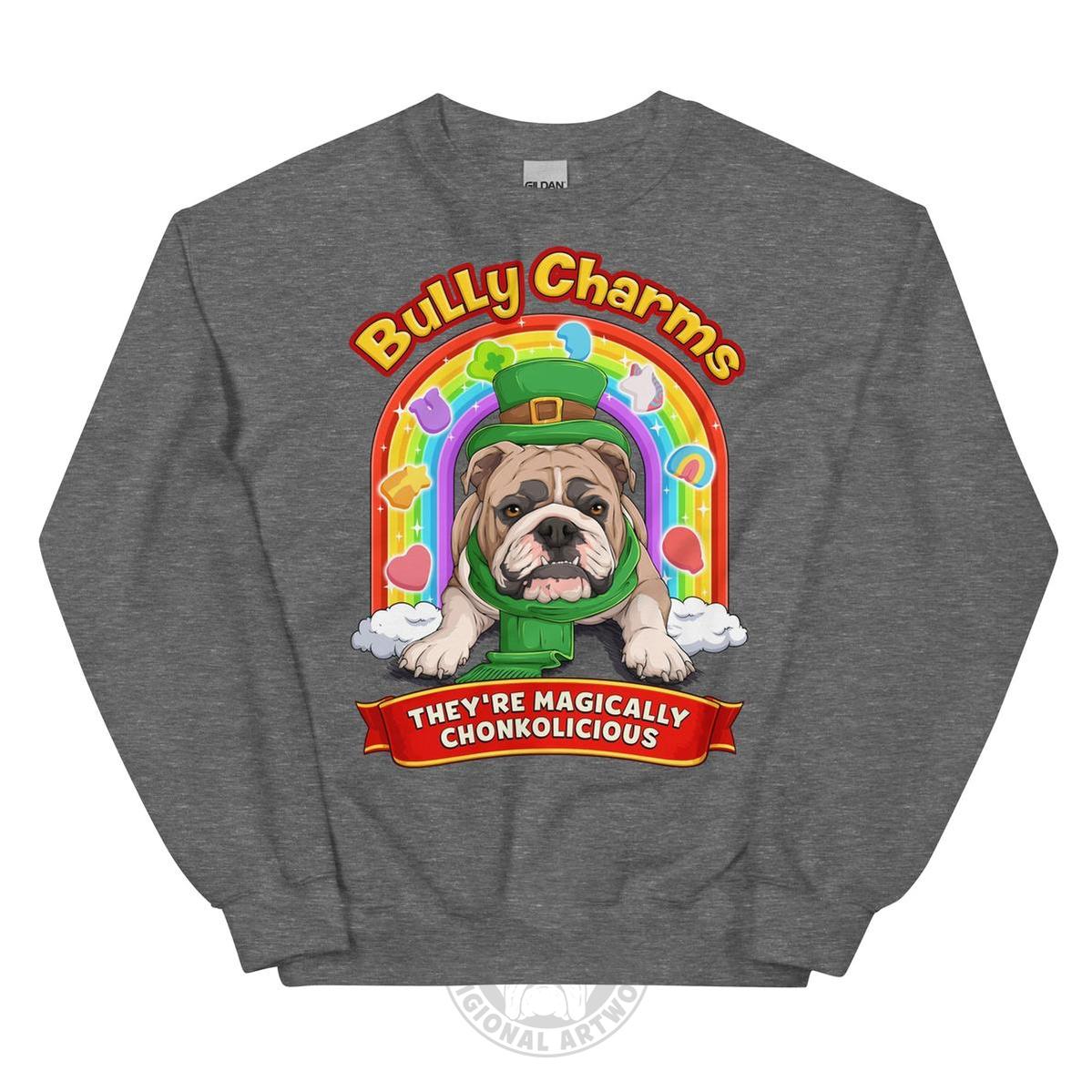 "Bully Charms" English Bulldog Sweatshirt | Fawn & White Colored