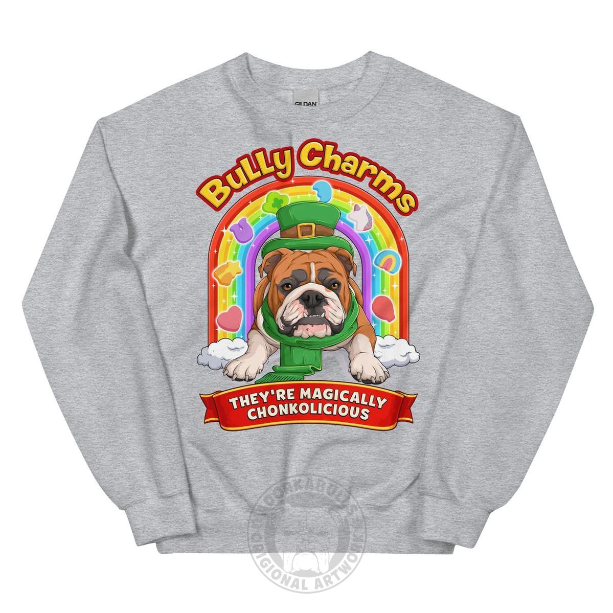 "Bully Charms" English Bulldog Sweatshirt | Red & White Colored