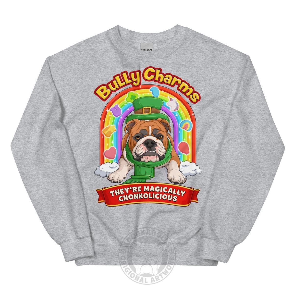 "Bully Charms" English Bulldog Sweatshirt | Red & White Colored