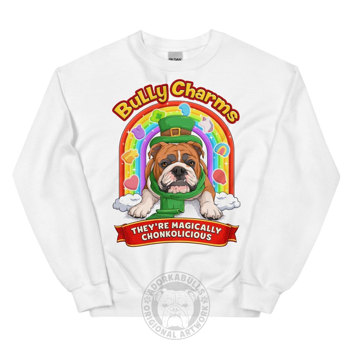 "Bully Charms" English Bulldog Sweatshirt | Red & White Colored