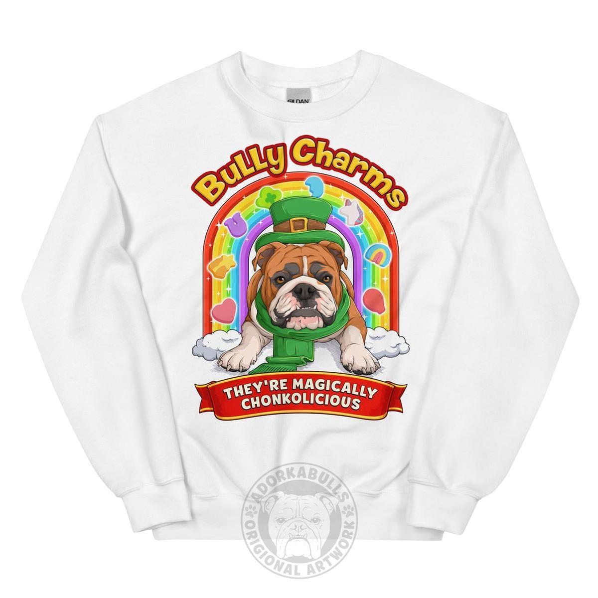 "Bully Charms" English Bulldog Sweatshirt | Red & White Colored