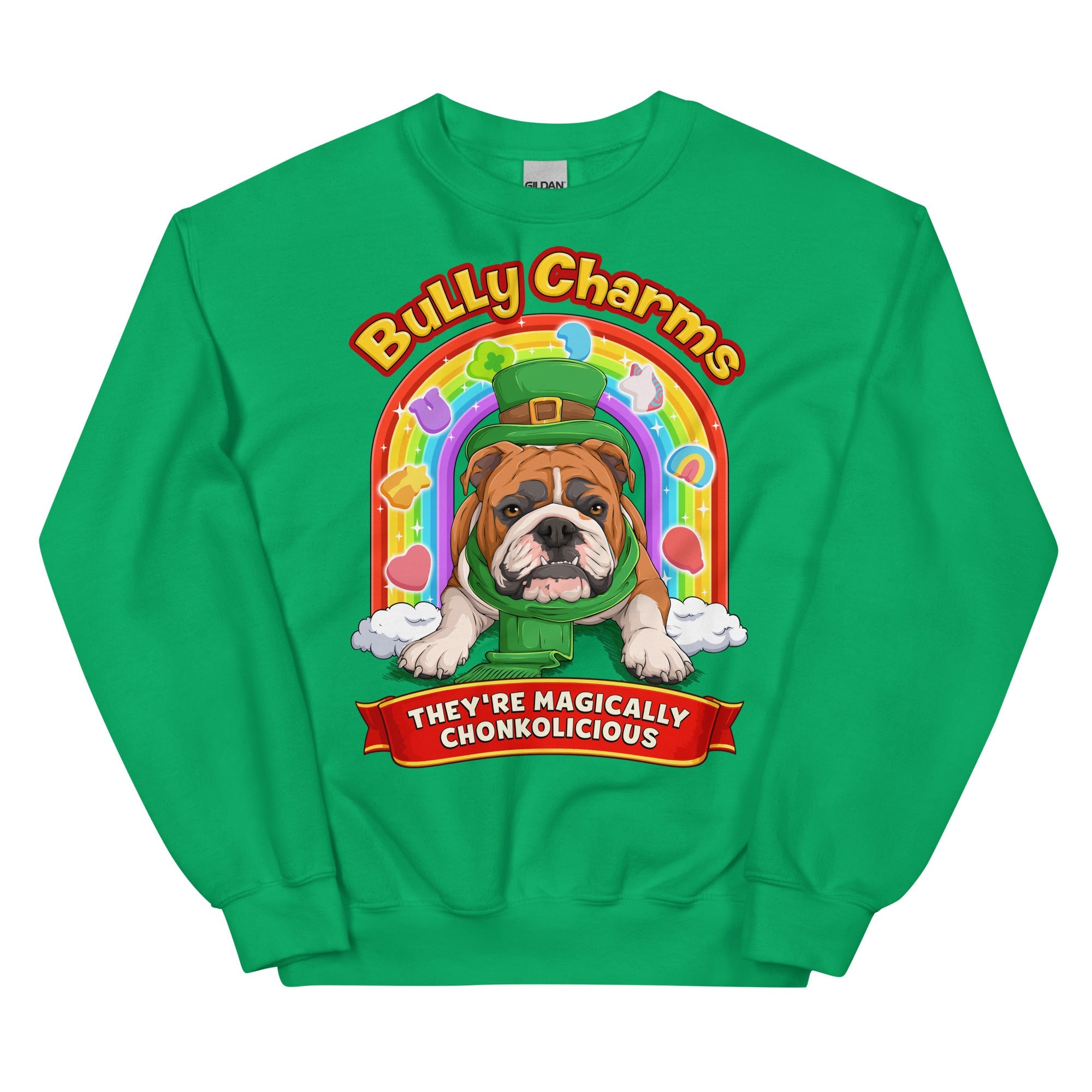 "Bully Charms" English Bulldog Sweatshirt | Red & White Colored