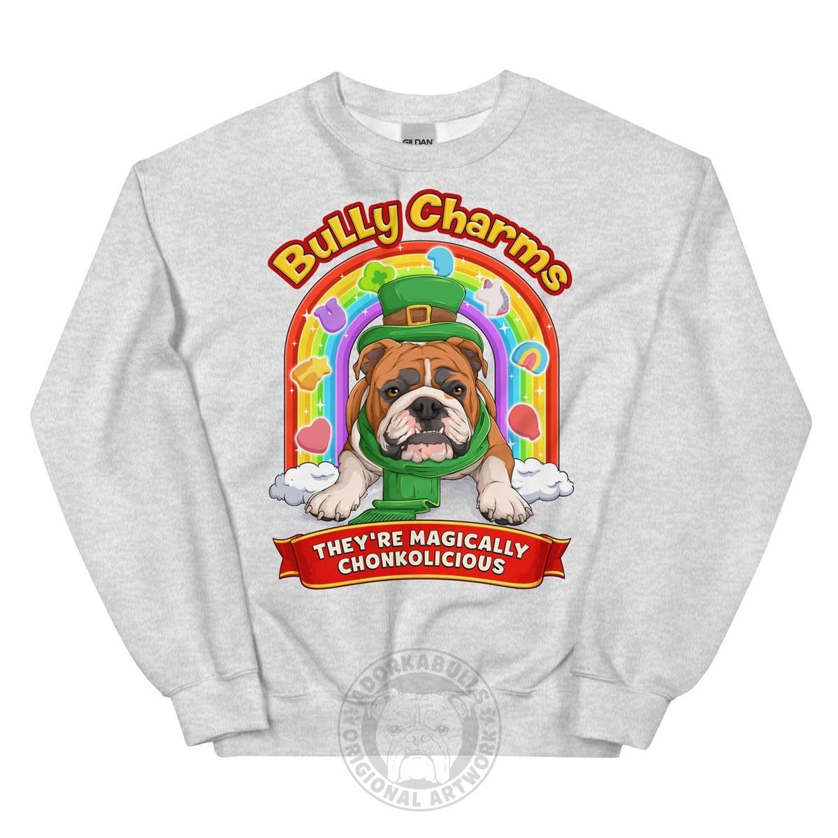 "Bully Charms" English Bulldog Sweatshirt | Red & White Colored