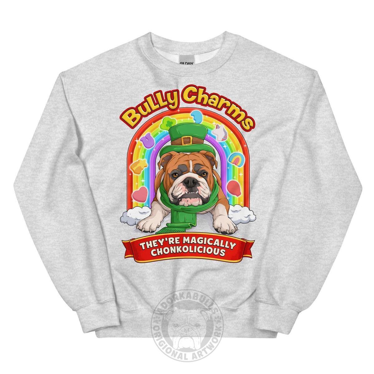 "Bully Charms" English Bulldog Sweatshirt | Red & White Colored