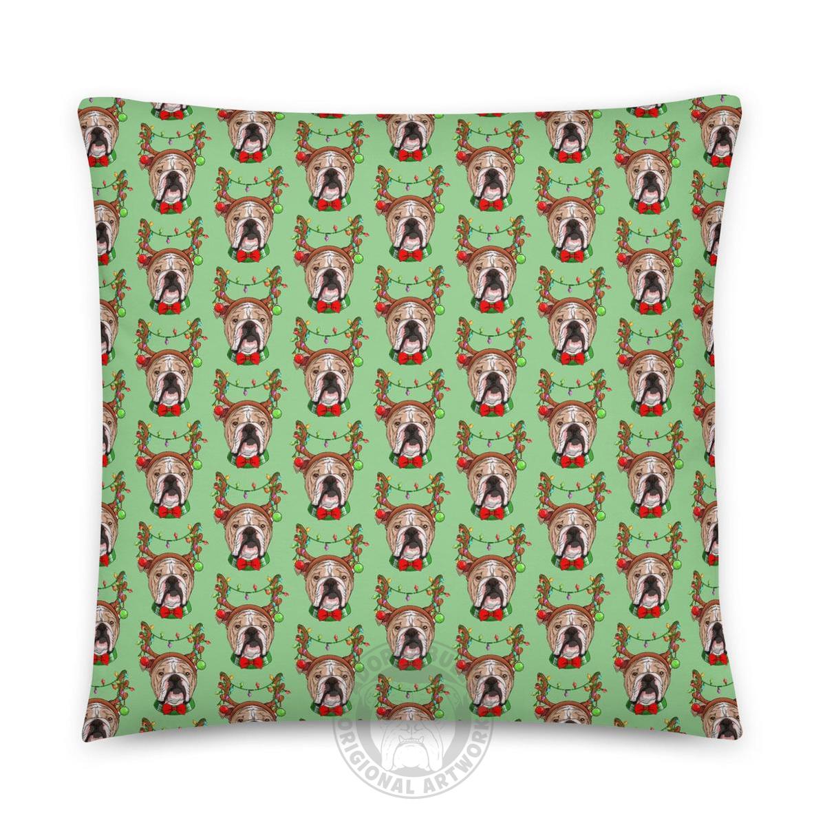 Christmas Lights + Antlers Pillow