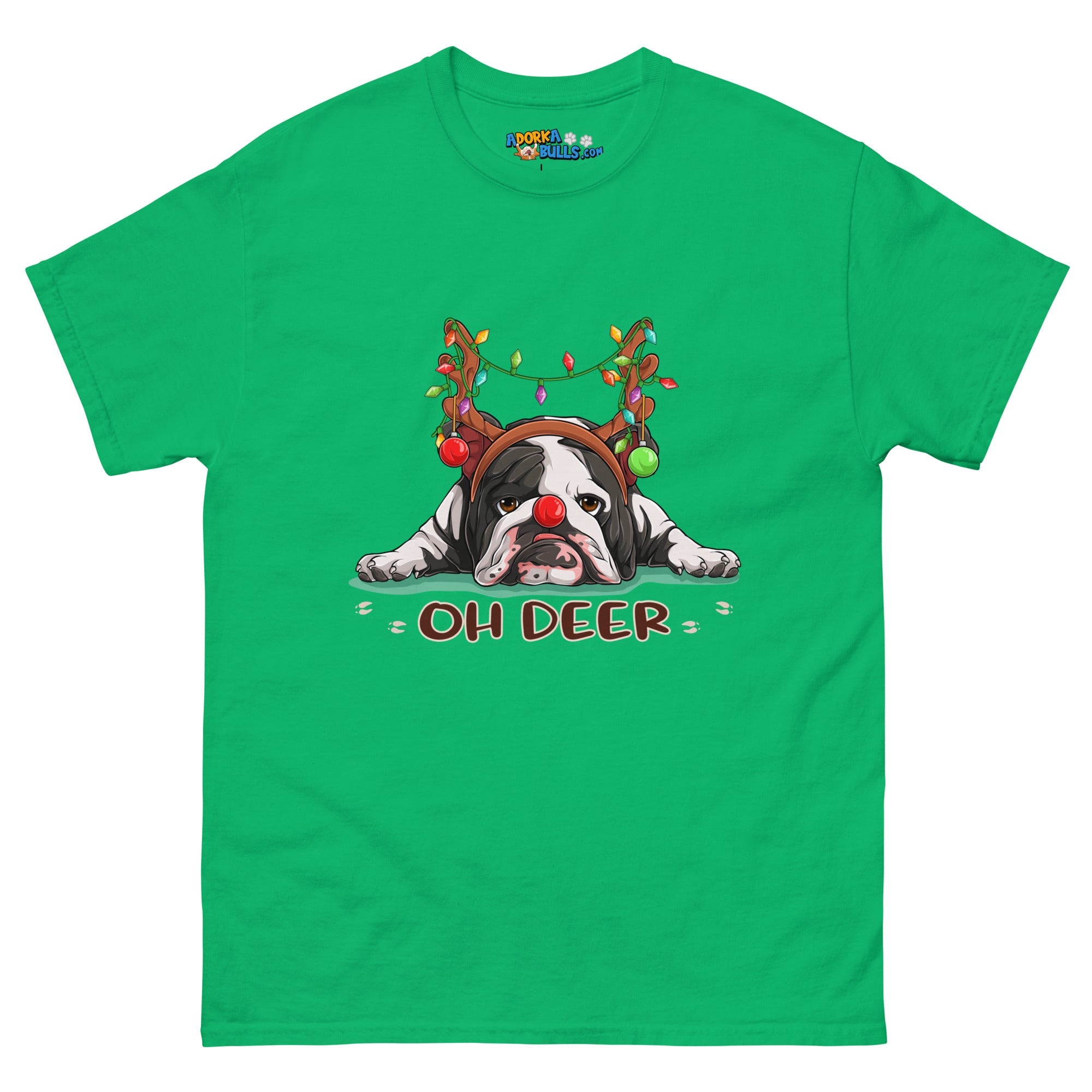 Christmas "Oh Deer" English Bulldog Unisex Tee | B&W Colored