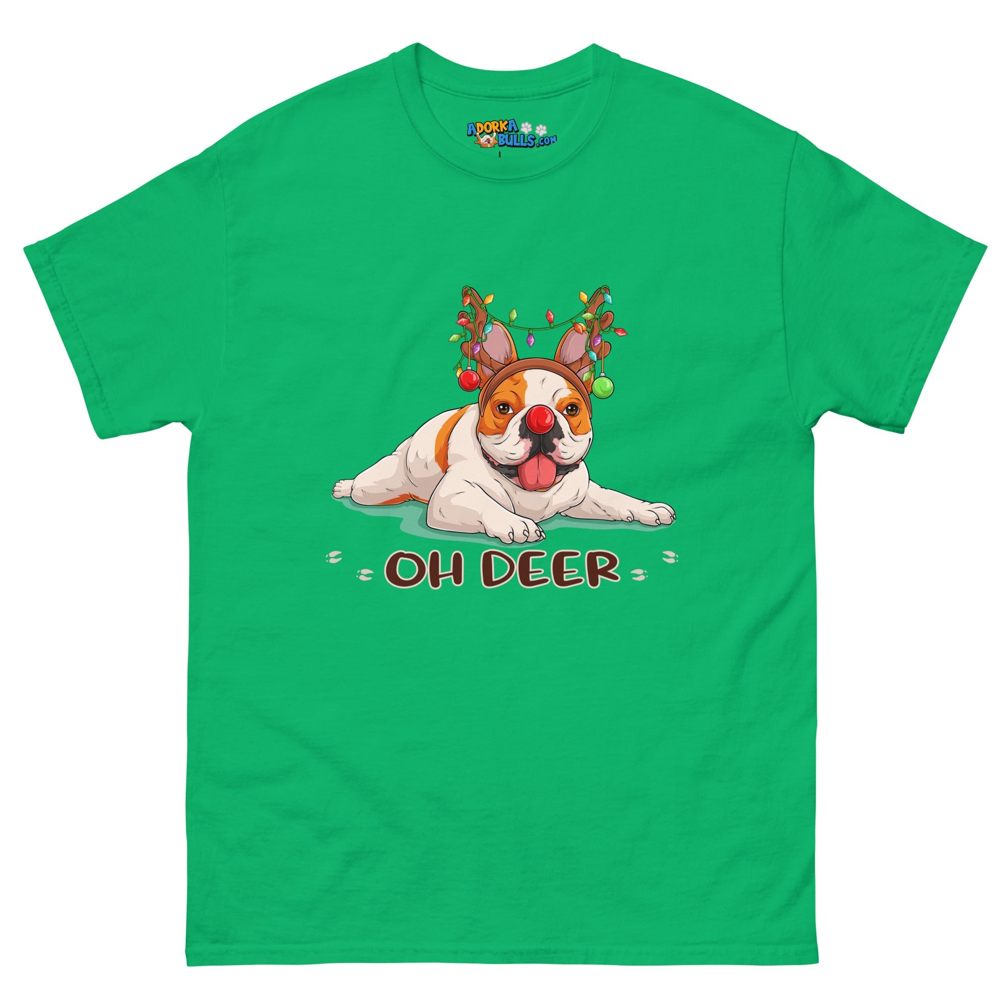 Christmas "Oh Deer" French Bulldog Unisex Tee | Red & White Colored